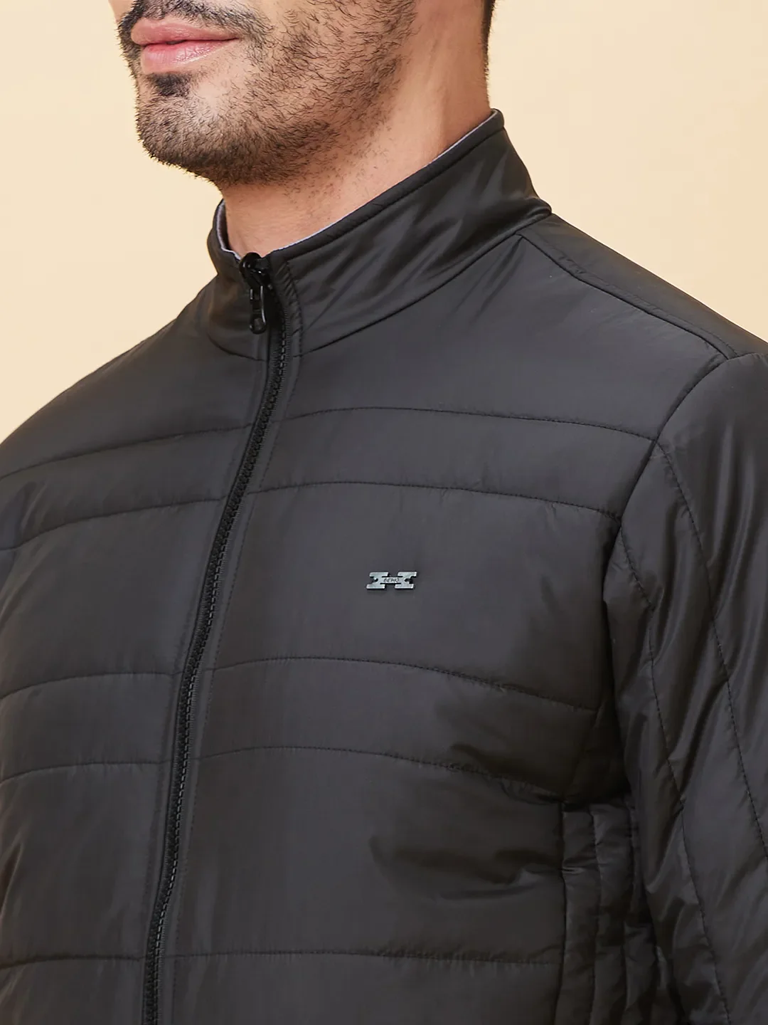 Black Regular Fit Long Sleeves Men's Jacket by Being Human Clothing - Image 5