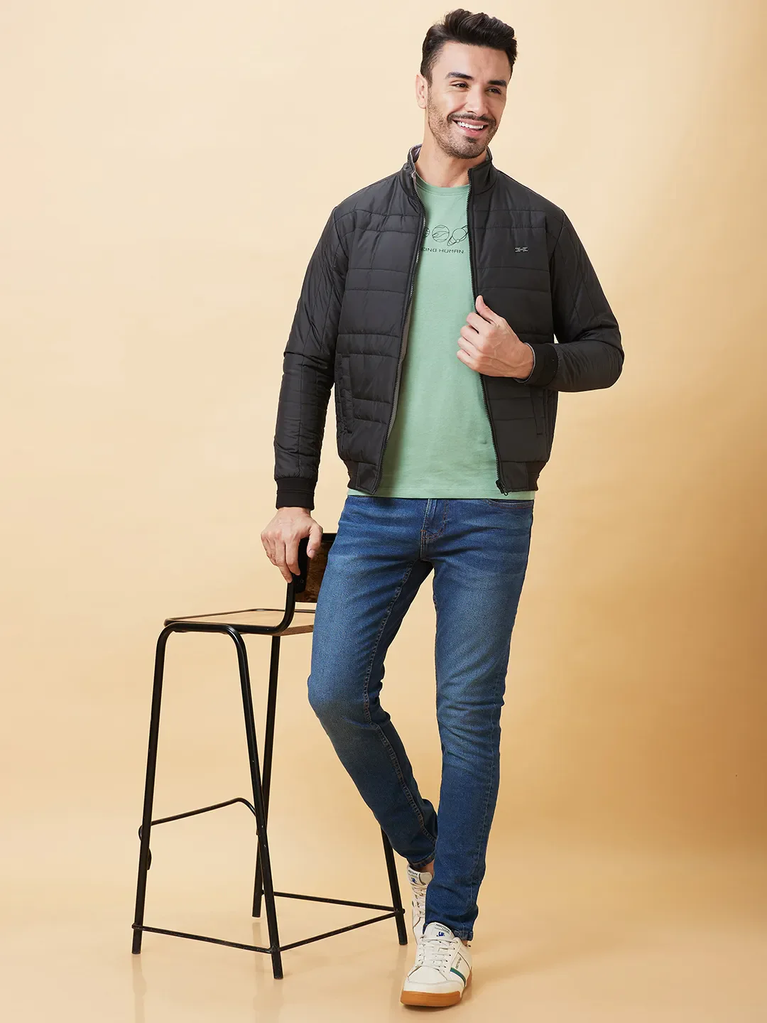 Black Regular Fit Long Sleeves Men's Jacket by Being Human Clothing - Image 6