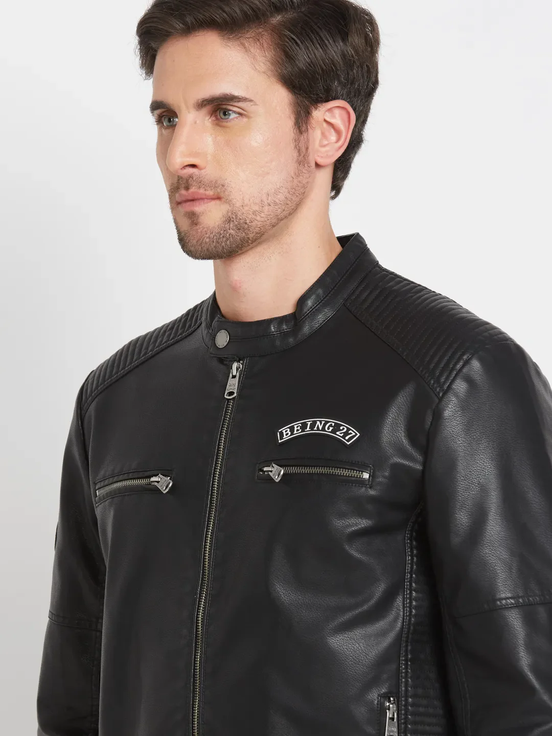 Black Regular Fit Long Sleeves Men's Jacket by Being Human Clothing - Image 4