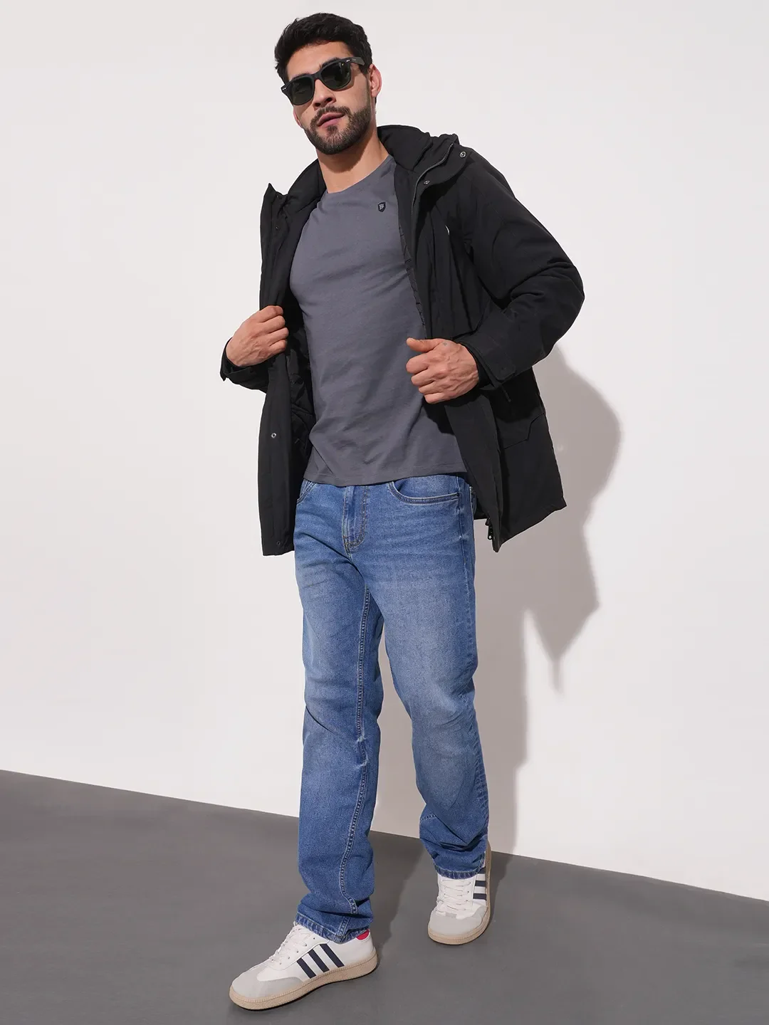 Black Regular Fit Long Sleeves Men's Jacket by Being Human Clothing - Image 2