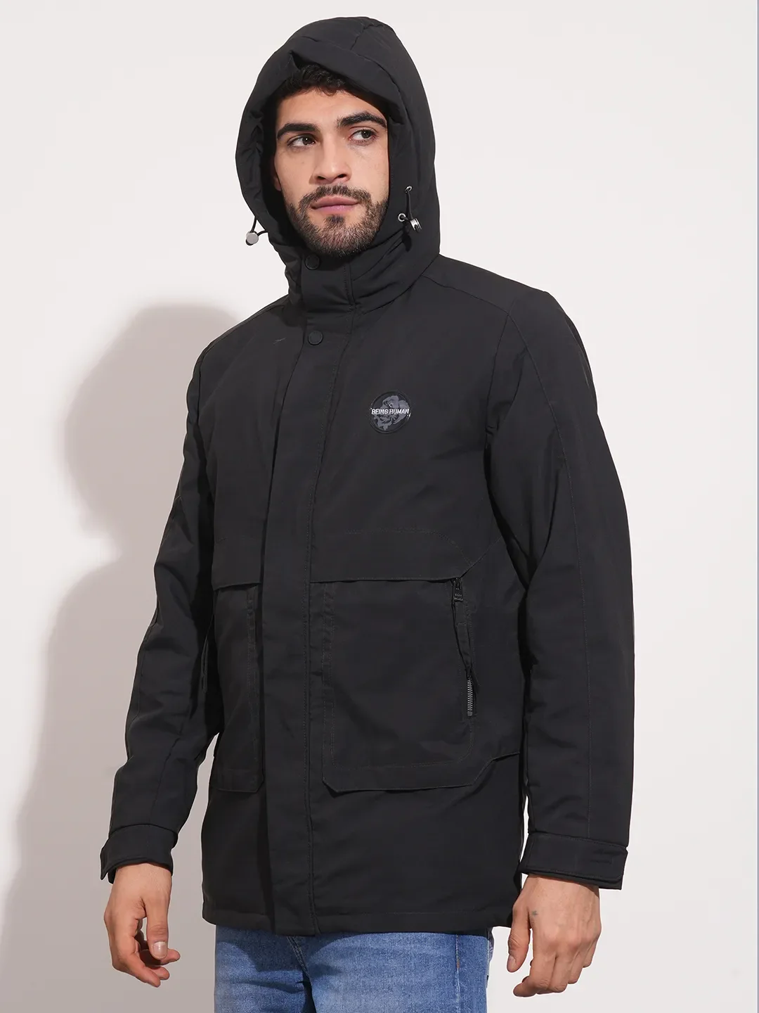 Black Regular Fit Long Sleeves Men's Jacket by Being Human Clothing - Image 6