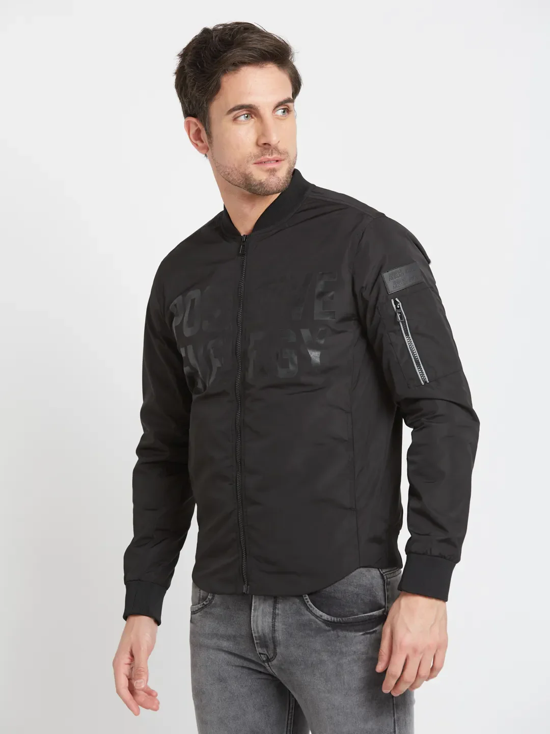 Black Regular Fit Long Sleeves Men's Jacket by Being Human Clothing - Image 2