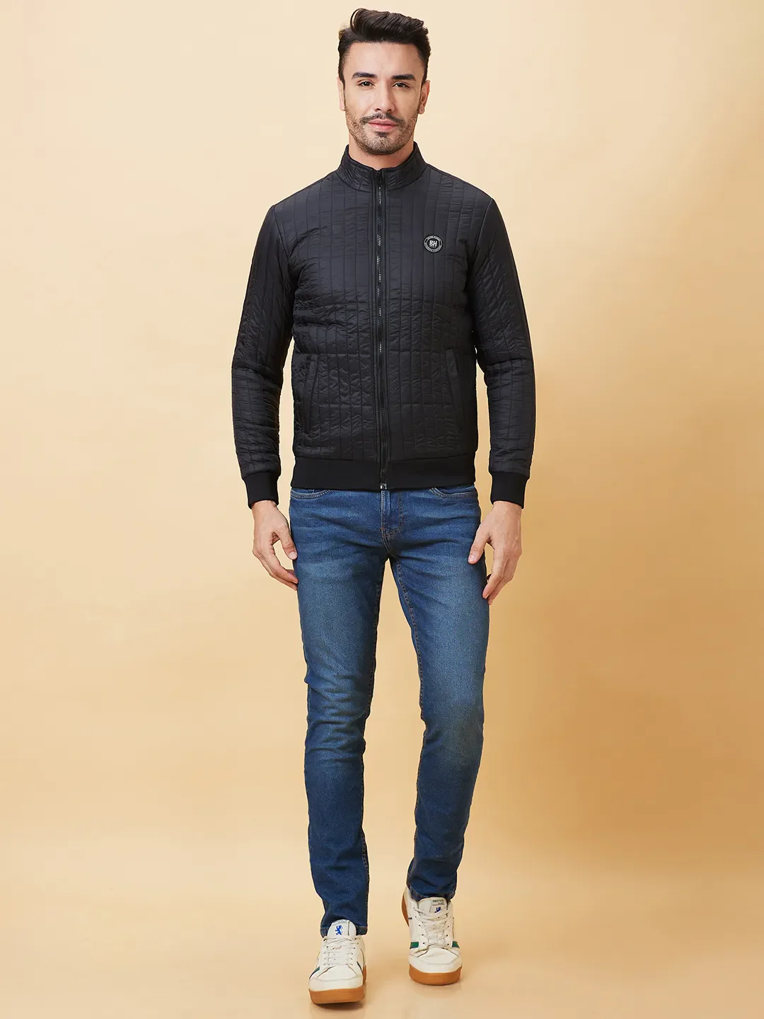 Black Regular Fit Long Sleeves Men's Jacket by Being Human Clothing - Image 2