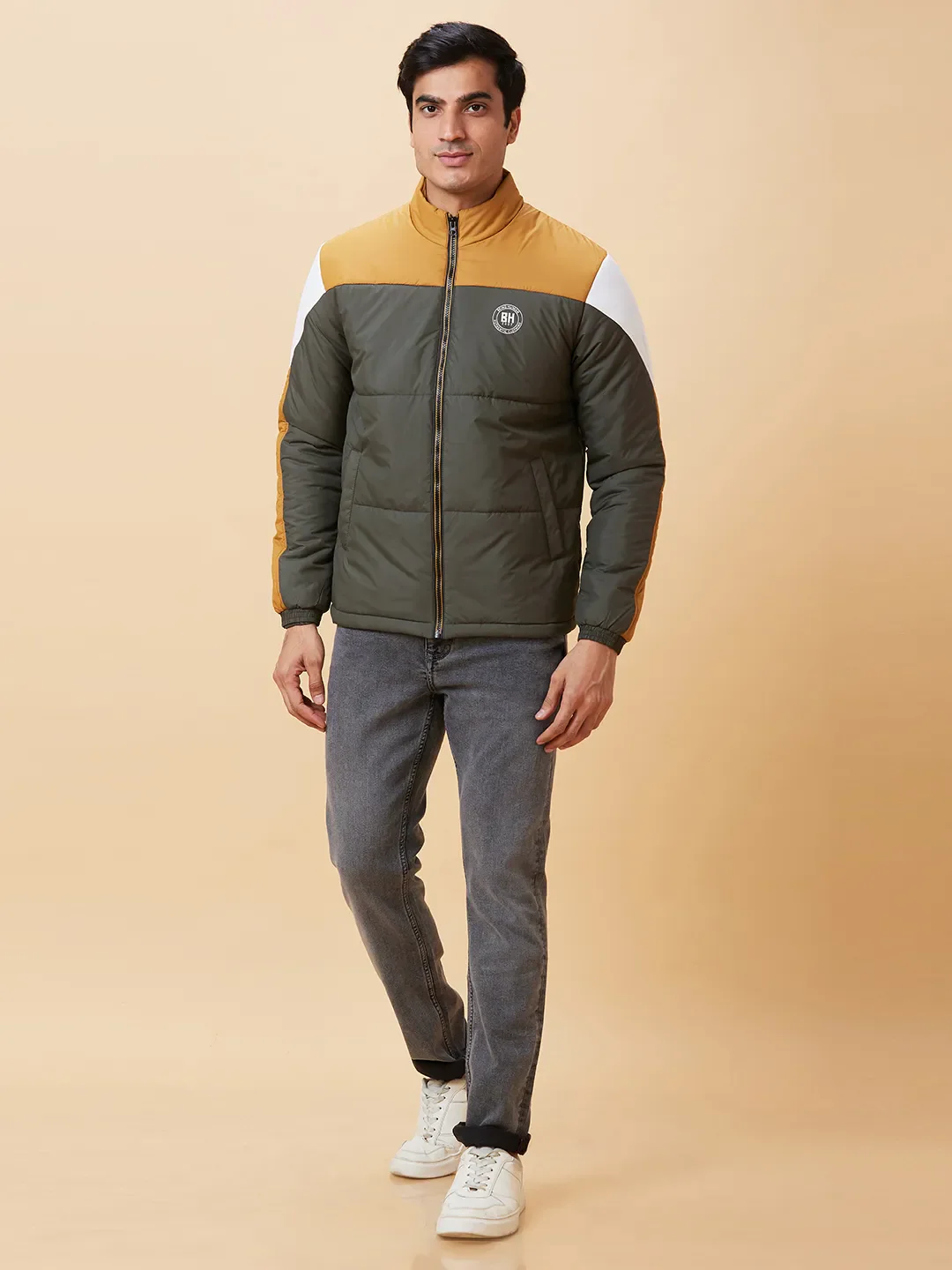 Bottle Green Regular Fit Men's Jacket by Being Human Clothing - Image 2