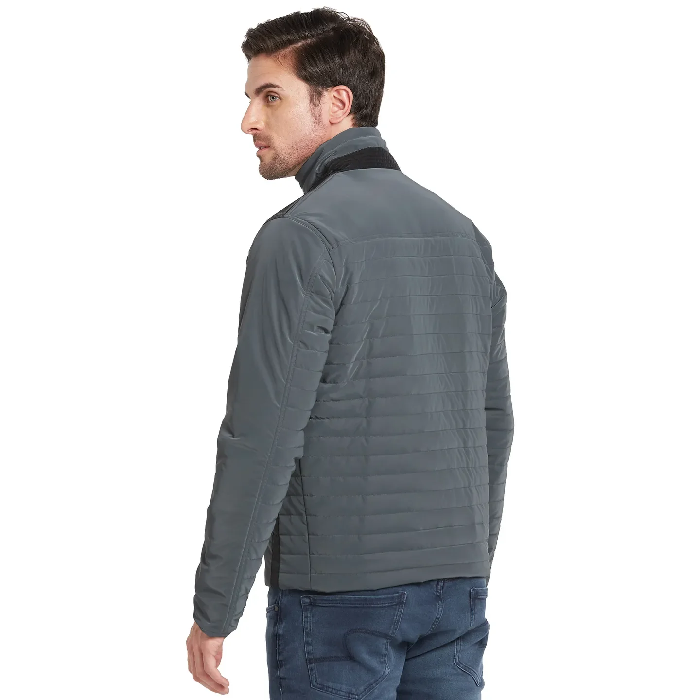Grey Regular Fit Long Sleeves Men's Jacket by Being Human Clothing - Image 3