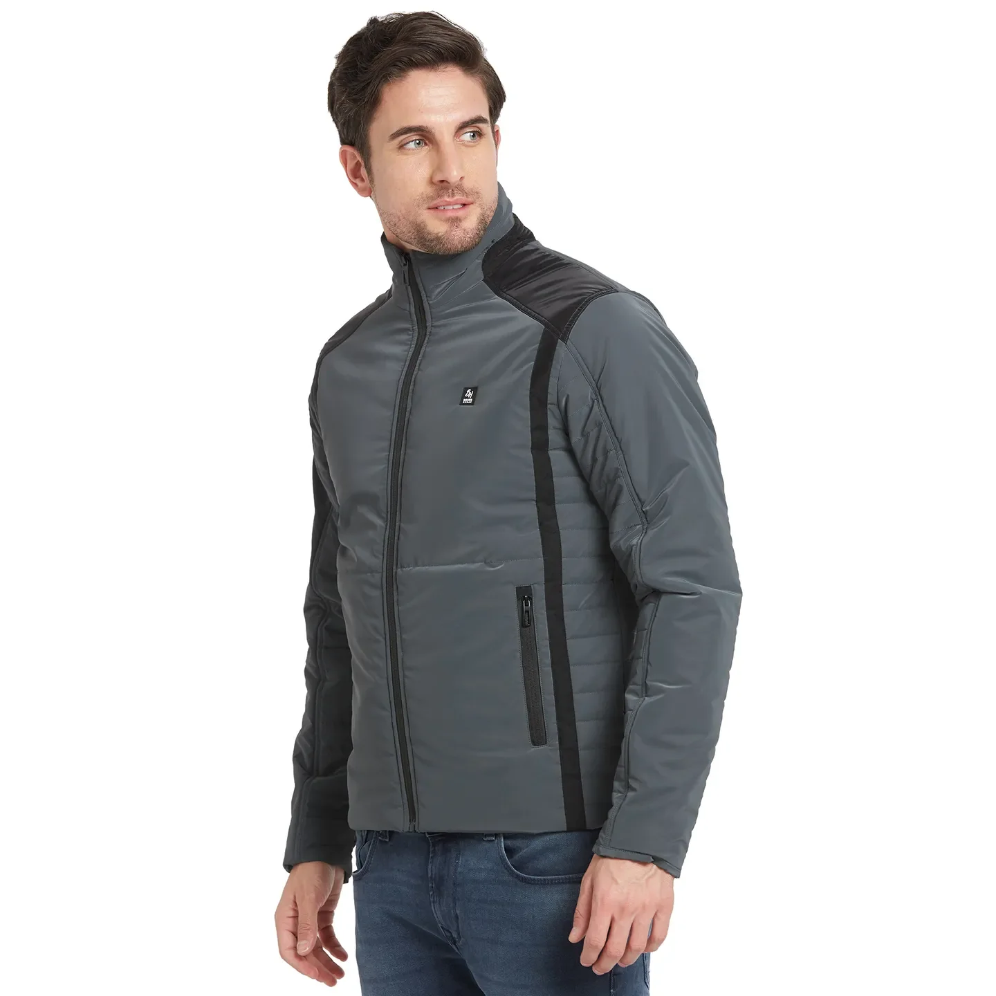 Grey Regular Fit Long Sleeves Men's Jacket by Being Human Clothing - Image 4
