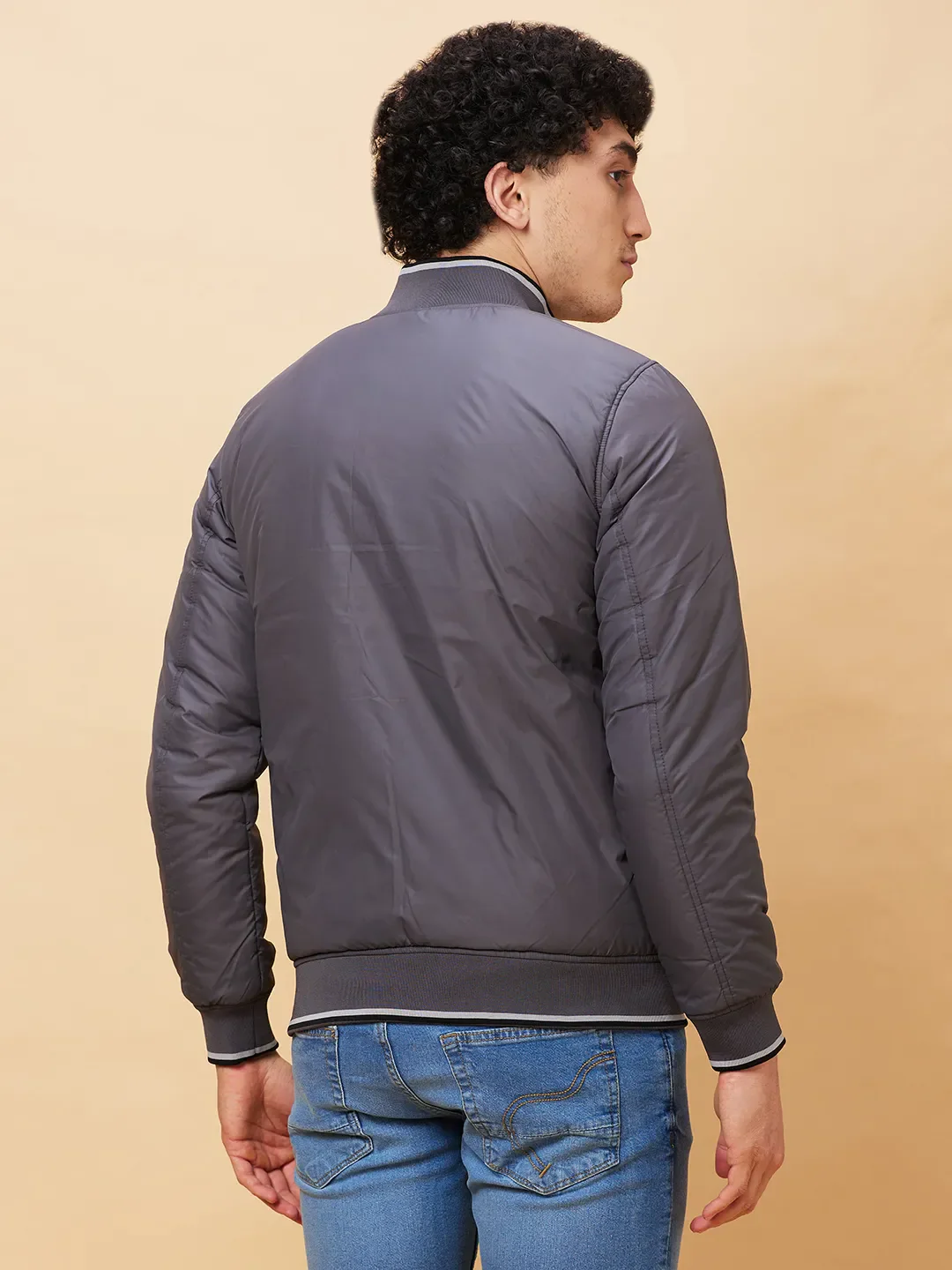 Grey Regular Fit Long Sleeves Men's Jacket by Being Human Clothing - Image 3