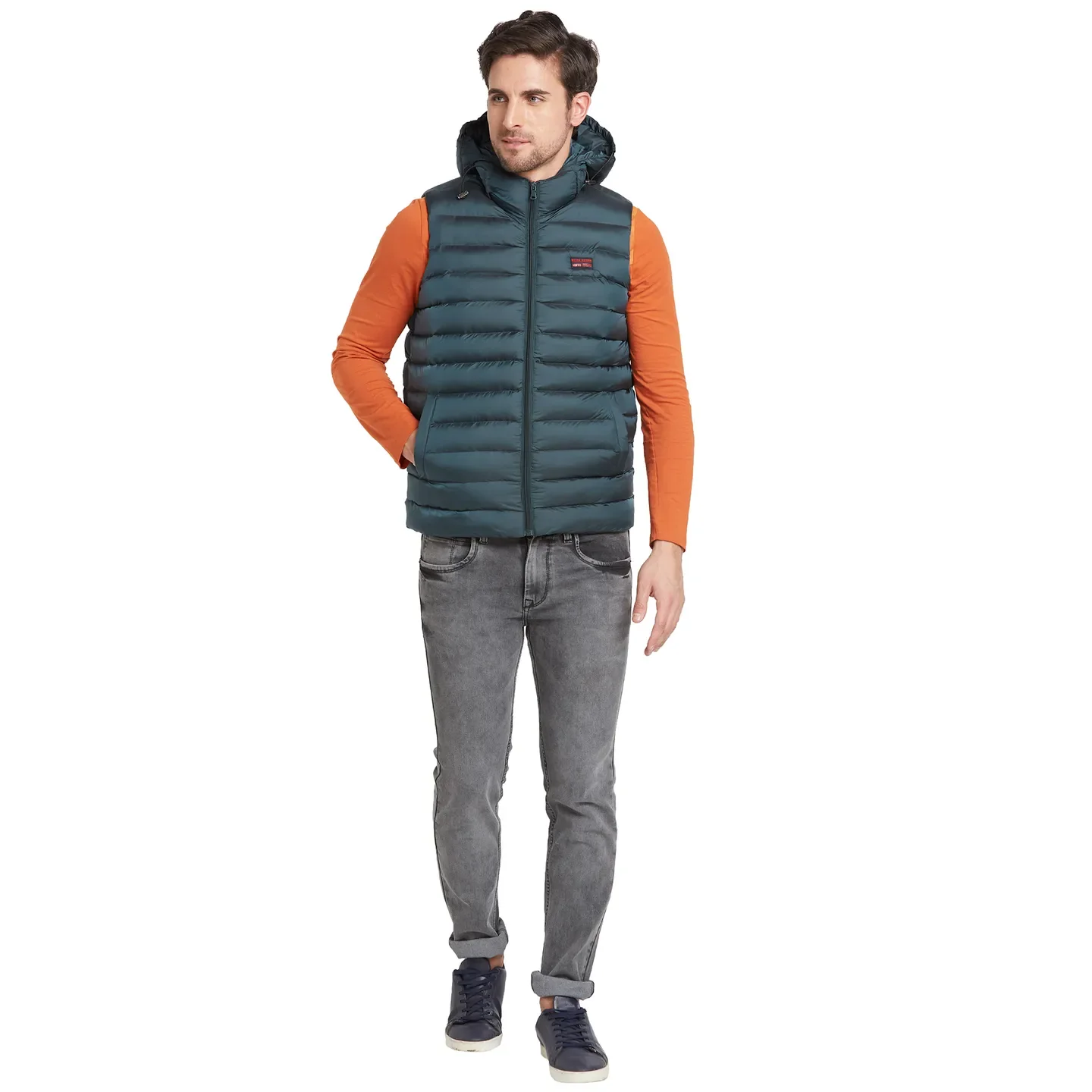 Green Regular Fit Sleevesles Men's Jacket by Being Human Clothing - Image 2