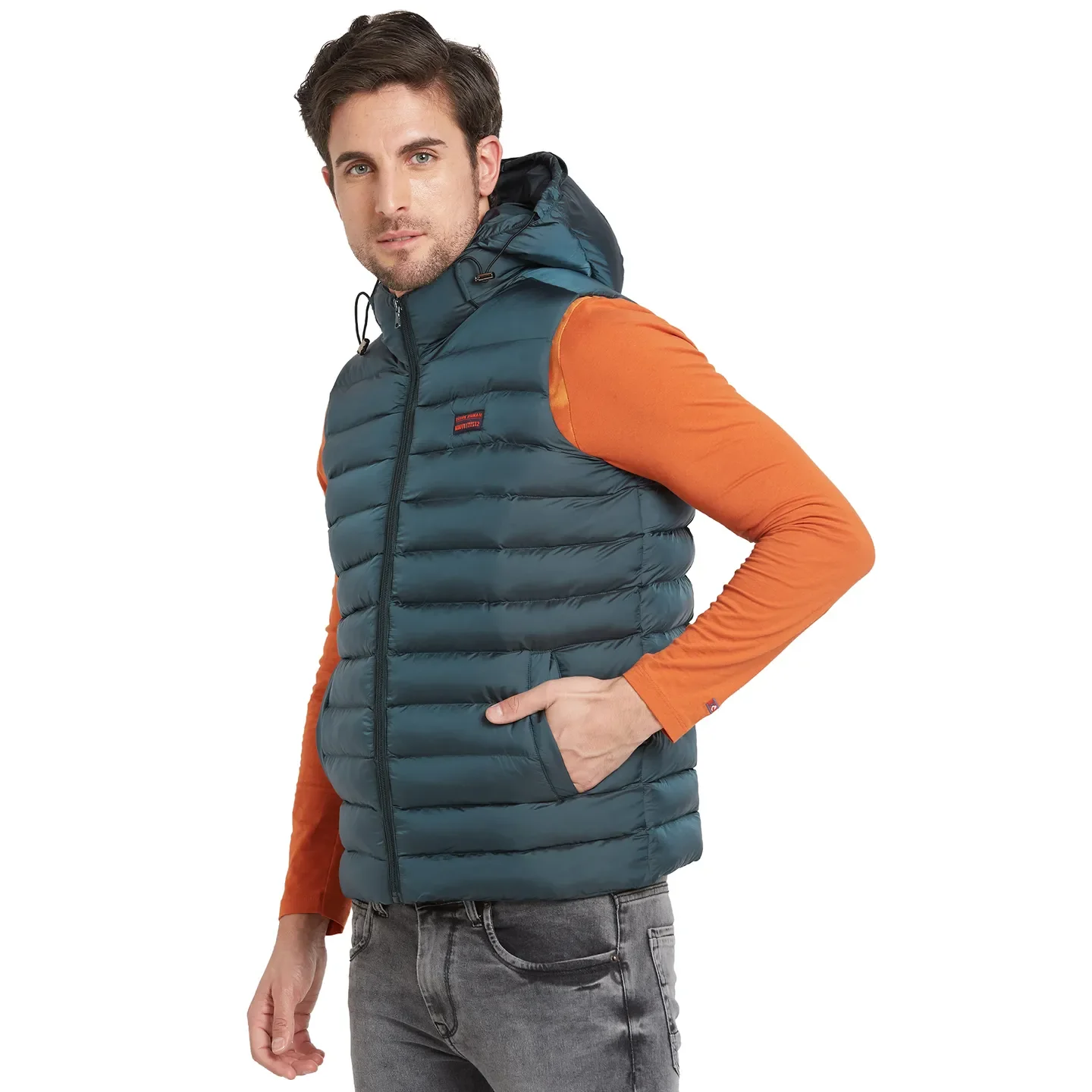 Green Regular Fit Sleevesles Men's Jacket by Being Human Clothing - Image 4