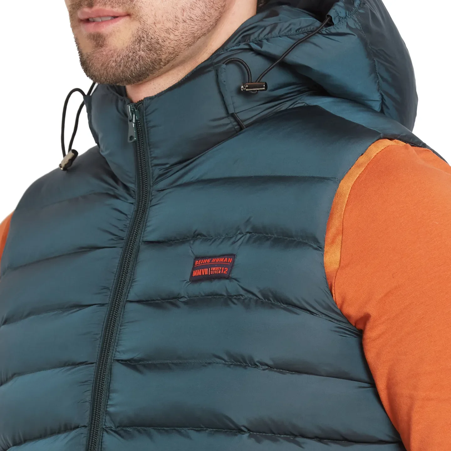 Green Regular Fit Sleevesles Men's Jacket by Being Human Clothing - Image 5
