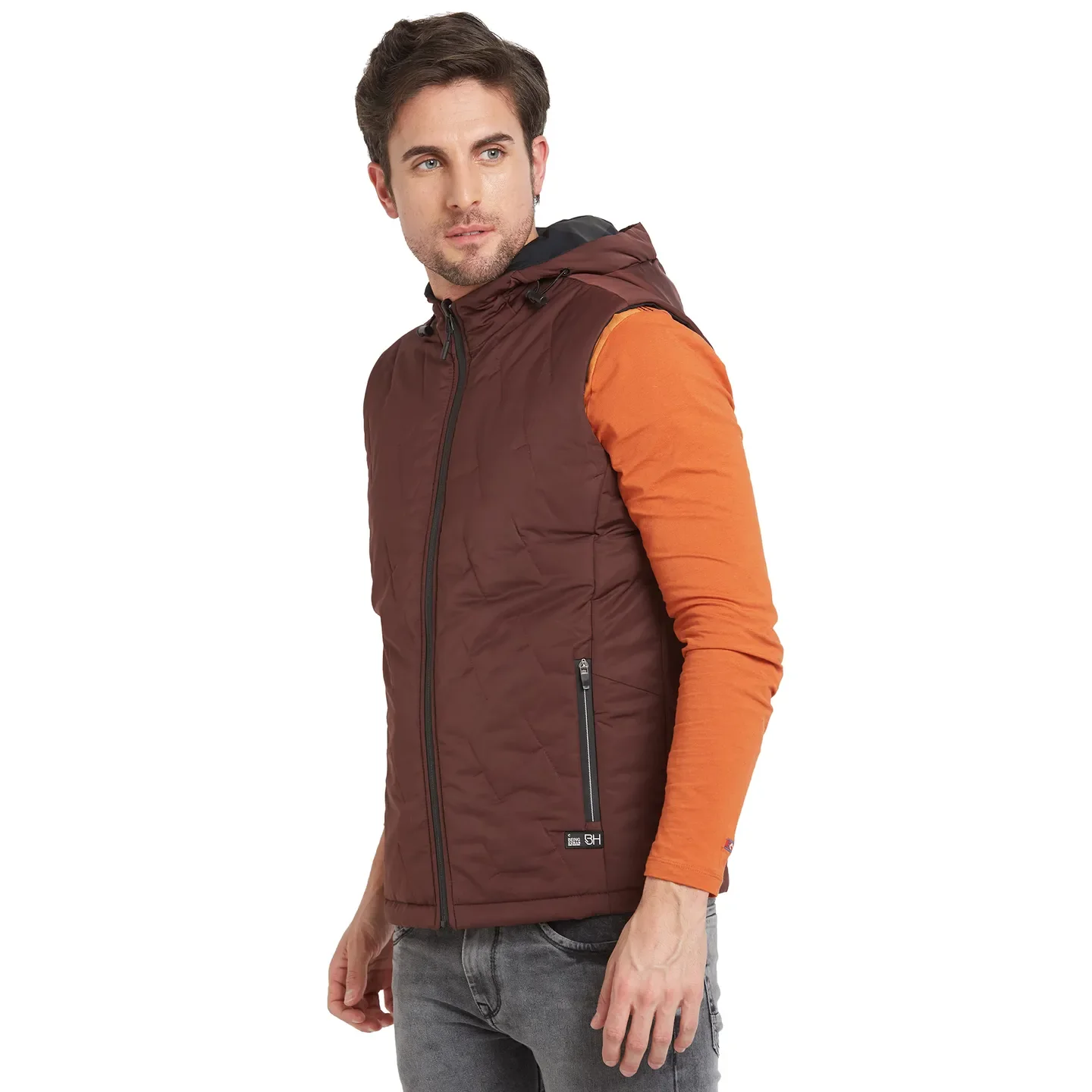Red Regular Fit Sleevesles Men's Jacket by Being Human Clothing - Image 2