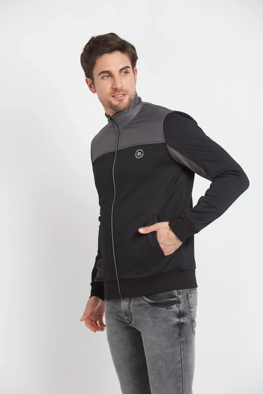 Grey Regular Fit Long Sleeves Men's Jacket by Being Human Clothing - Image 2