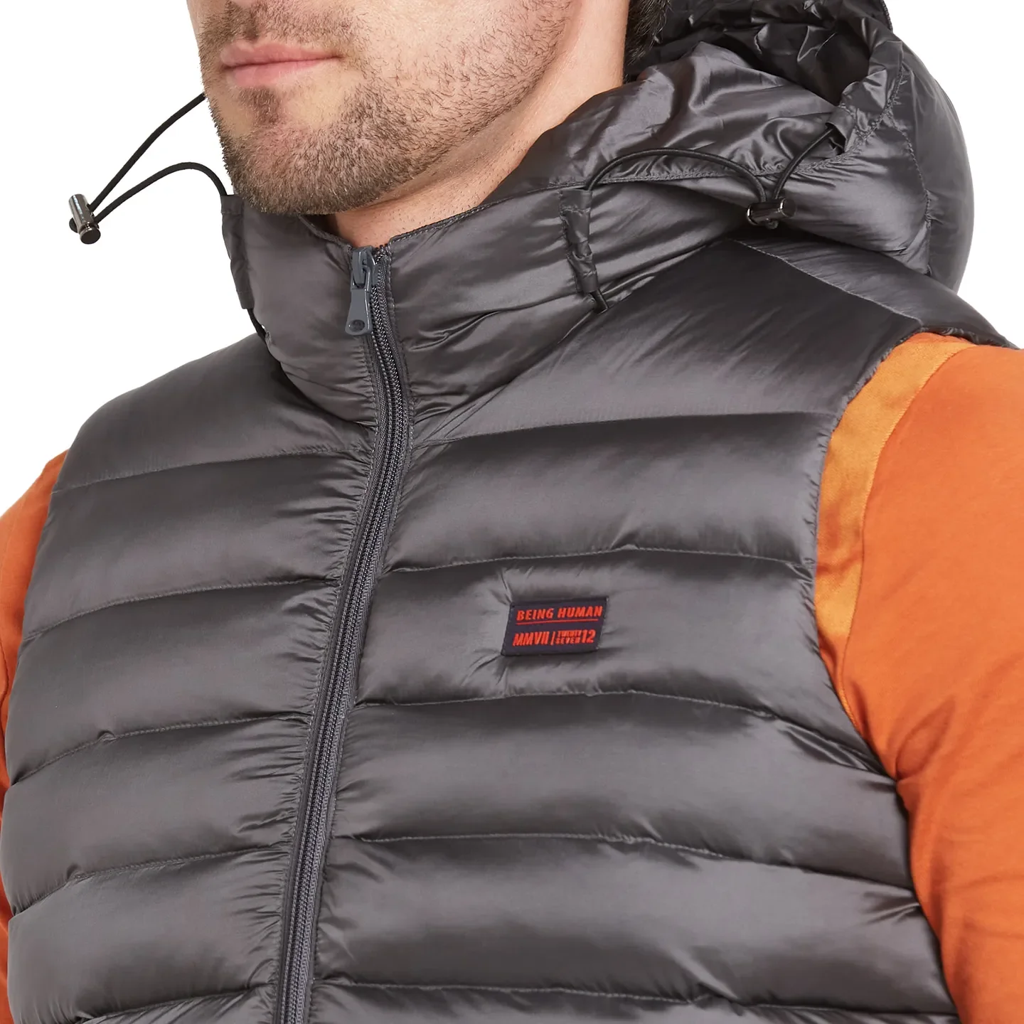 Grey Regular Fit Sleevesles Men's Jacket by Being Human Clothing - Image 5