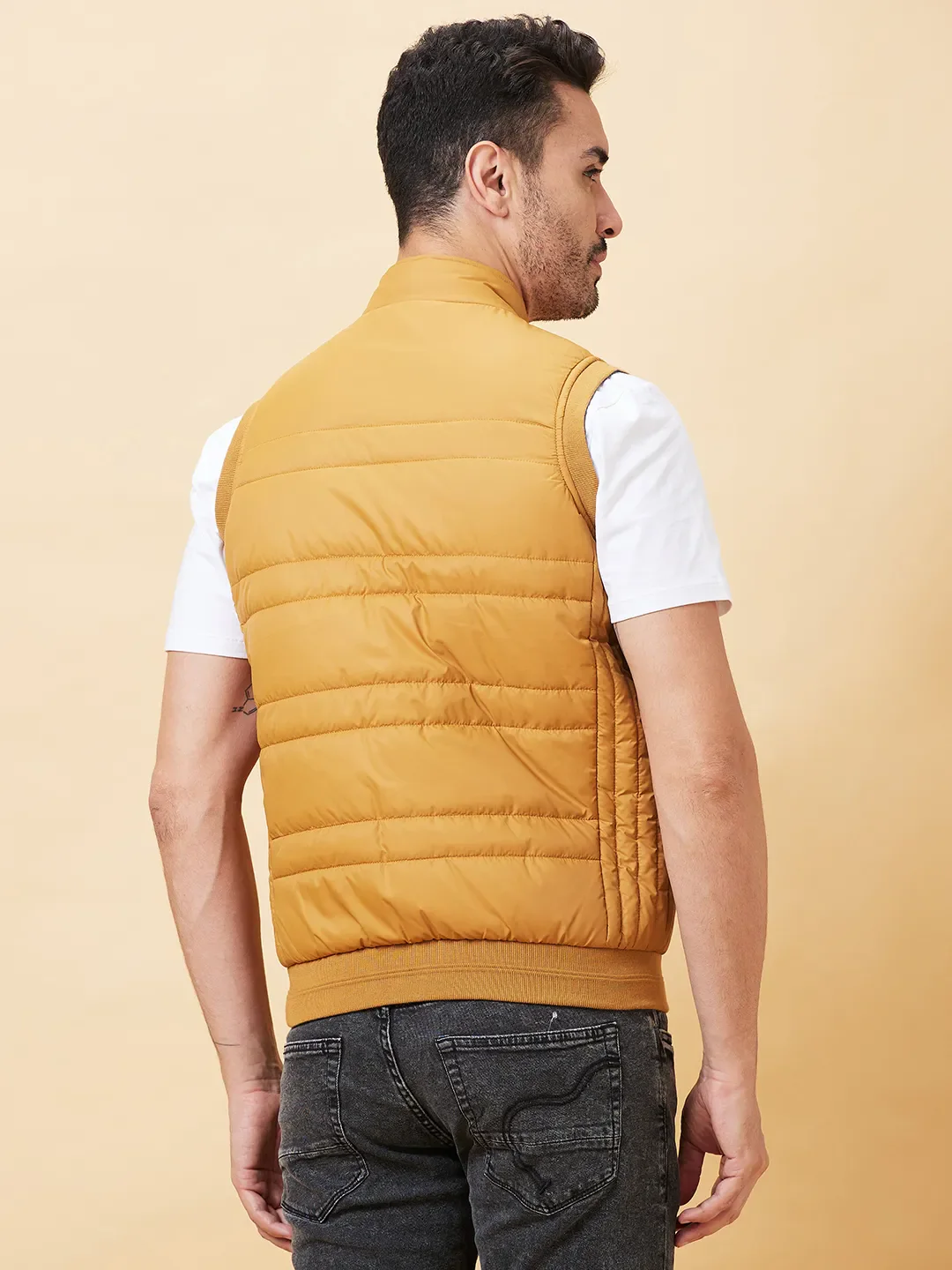 Mustard Regular Fit Men's Jacket by Being Human Clothing - Image 3