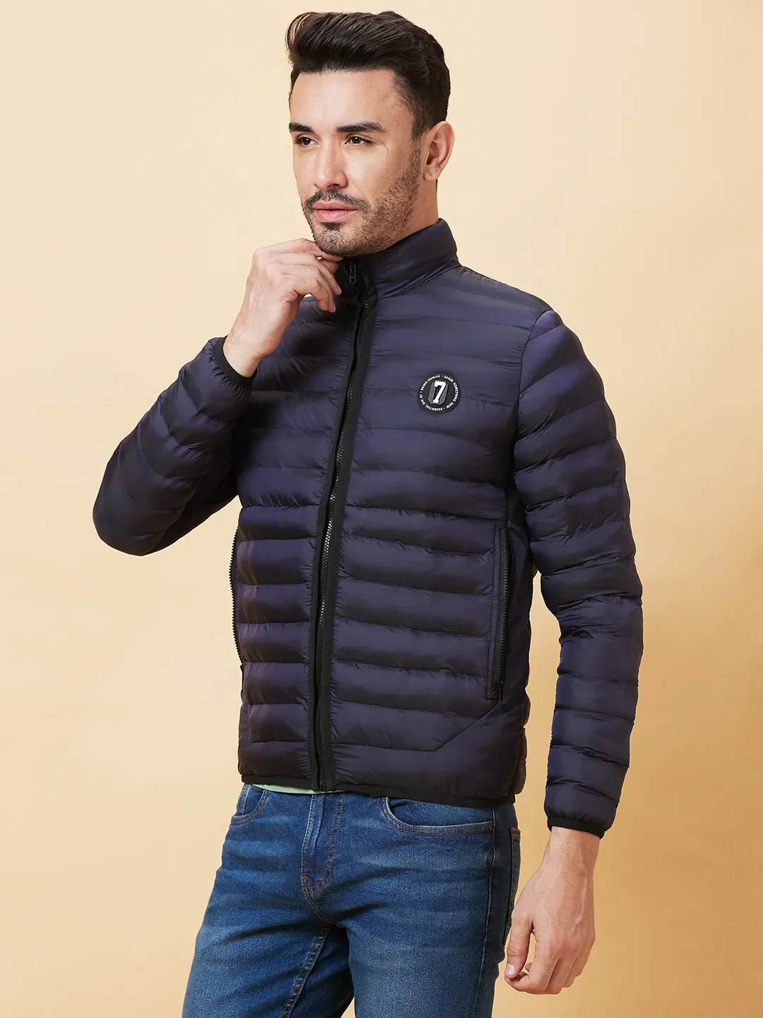Blue Regular Fit Long Sleeves Men's Jacket by Being Human Clothing - Image 4