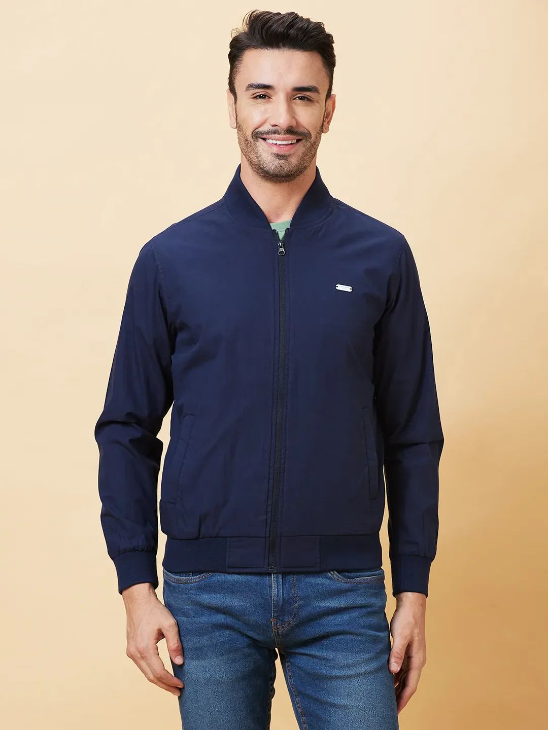 Blue Regular Fit Long Sleeves Men's Jacket by Being Human Clothing