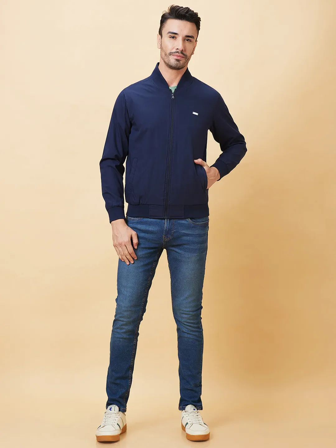 Blue Regular Fit Long Sleeves Men's Jacket by Being Human Clothing - Image 2