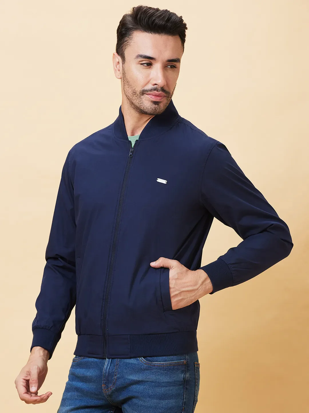 Blue Regular Fit Long Sleeves Men's Jacket by Being Human Clothing - Image 4