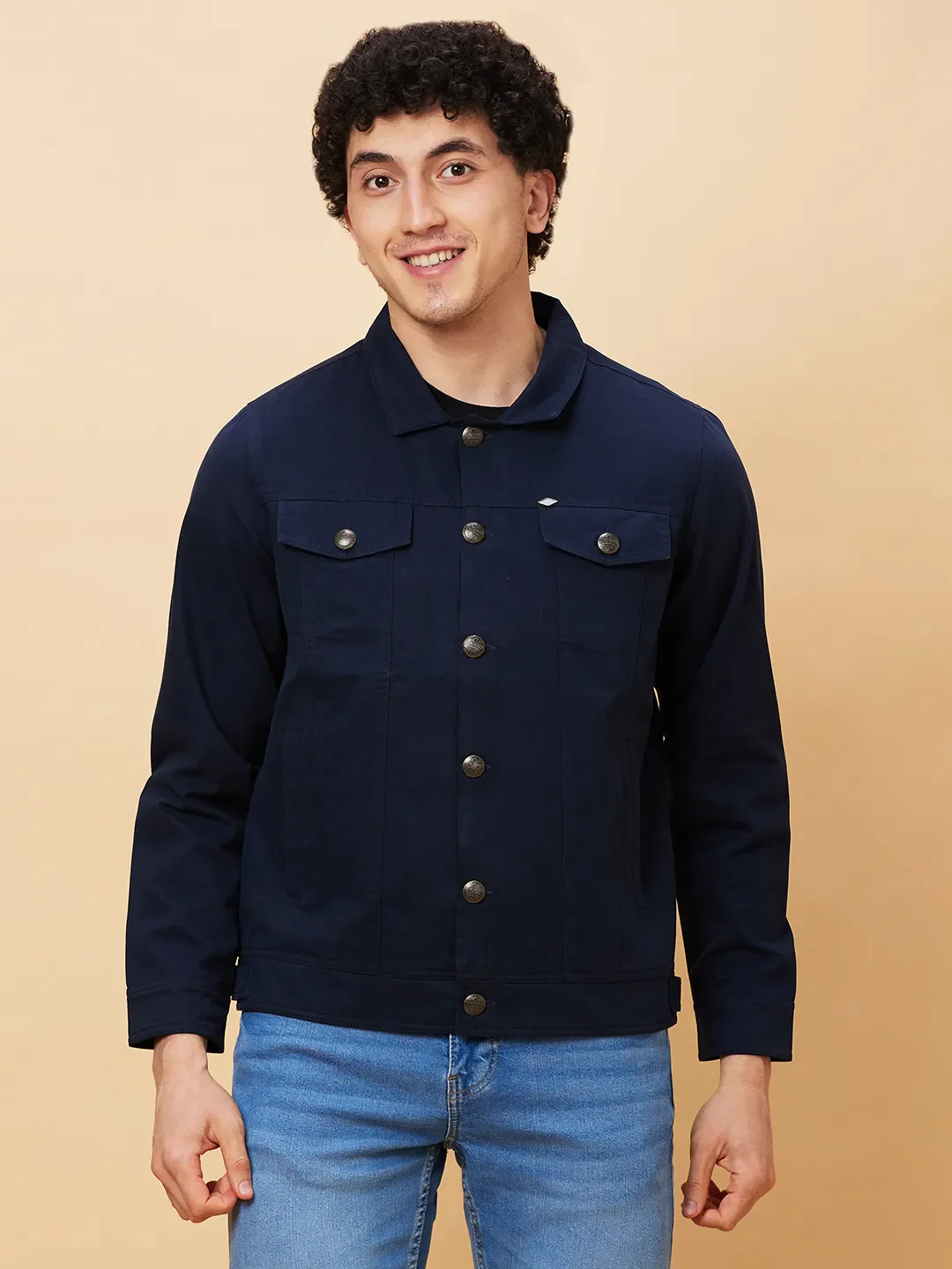 Blue Regular Fit Long Sleeves Men's Jacket by Being Human Clothing
