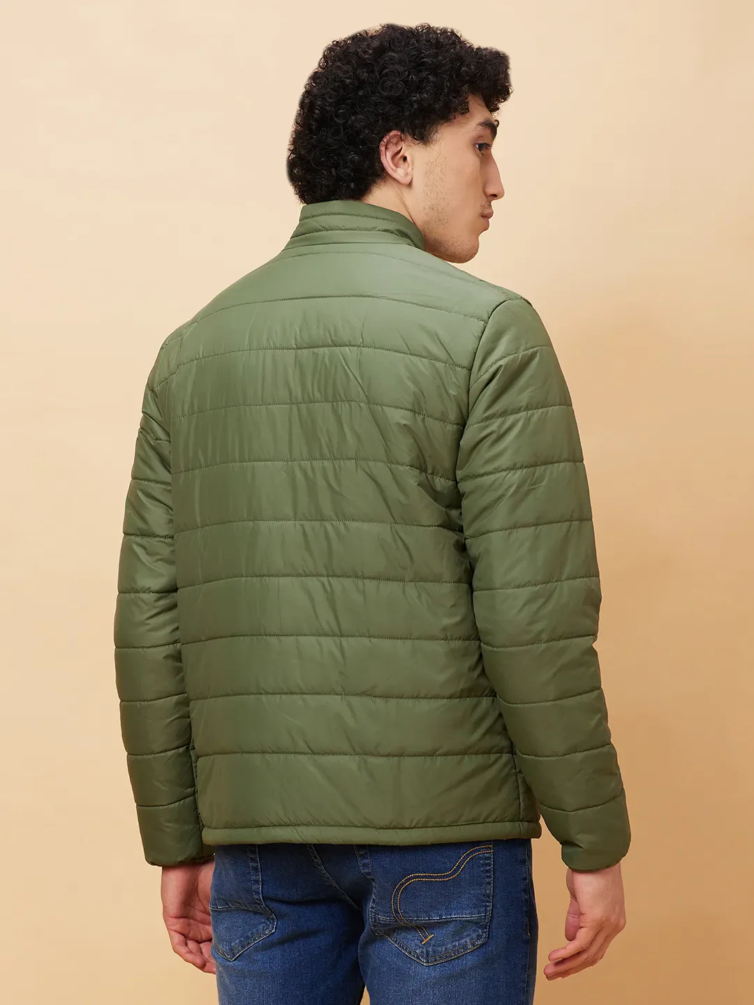 Olive Regular Fit Long Sleeves Men's Jacket by Being Human Clothing - Image 3