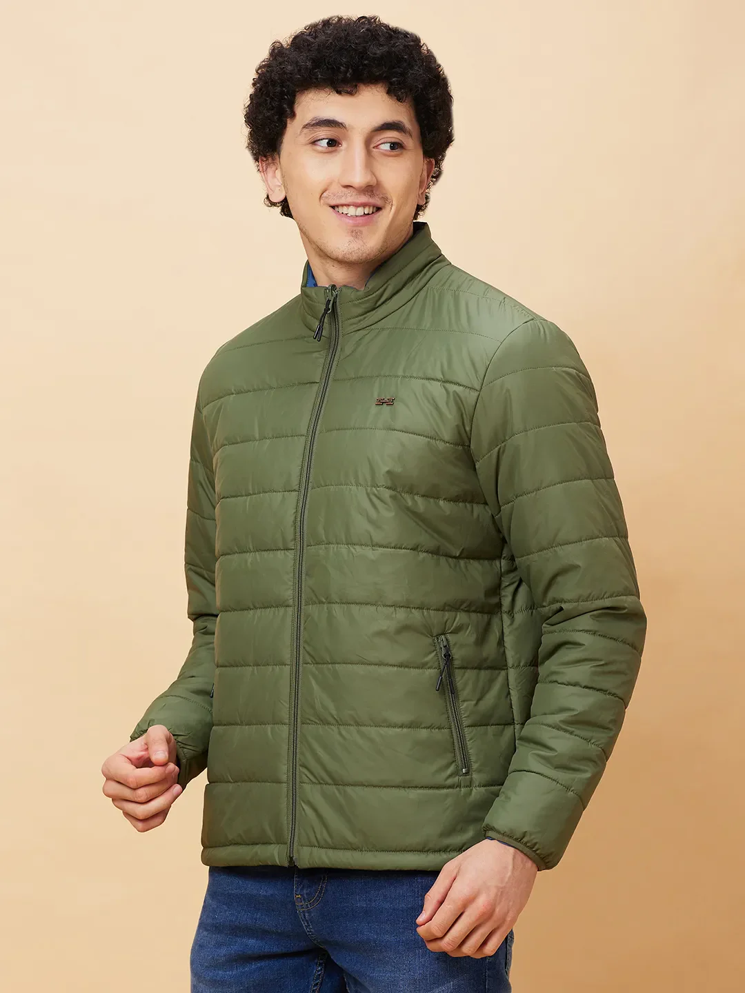 Olive Regular Fit Long Sleeves Men's Jacket by Being Human Clothing - Image 4