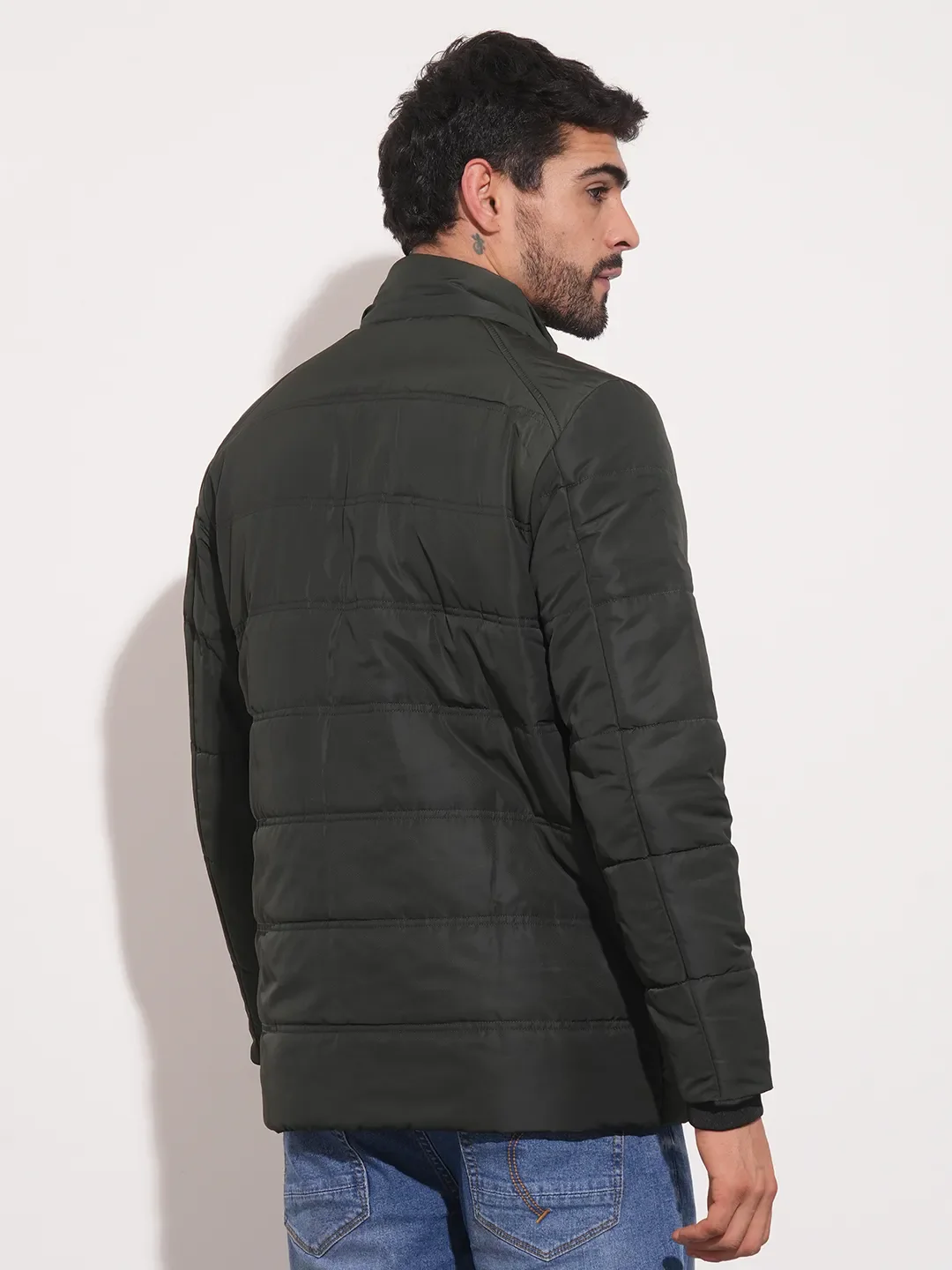 Olive Regular Fit Long Sleeves Men's Jacket by Being Human Clothing - Image 3