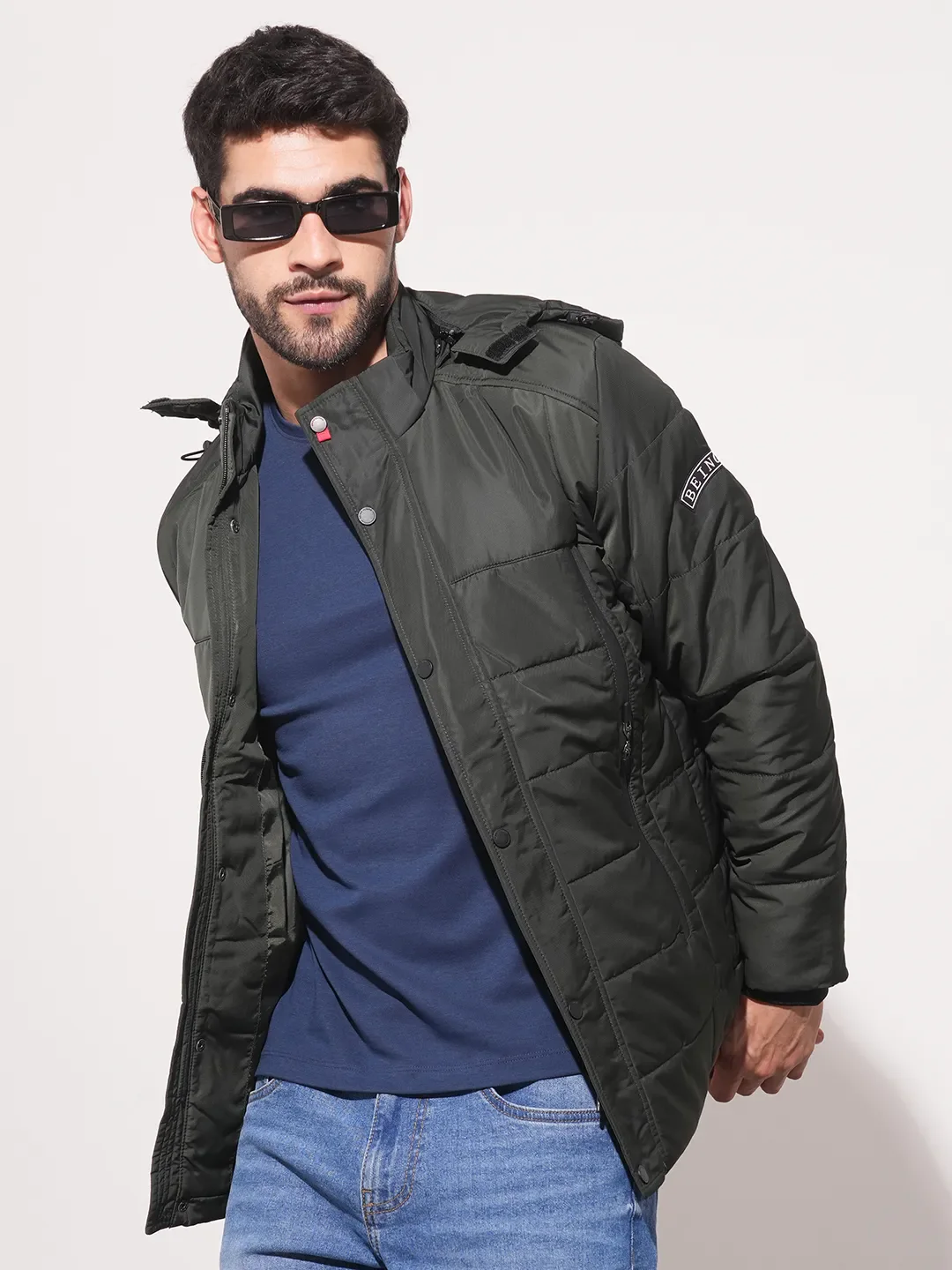 Olive Regular Fit Long Sleeves Men's Jacket by Being Human Clothing - Image 5