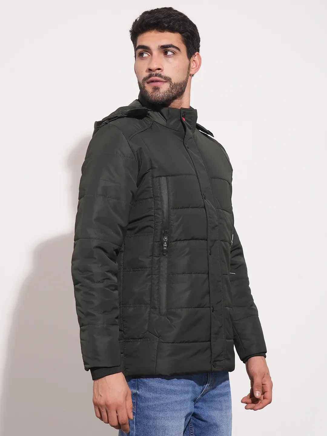 Olive Regular Fit Long Sleeves Men's Jacket by Being Human Clothing - Image 6