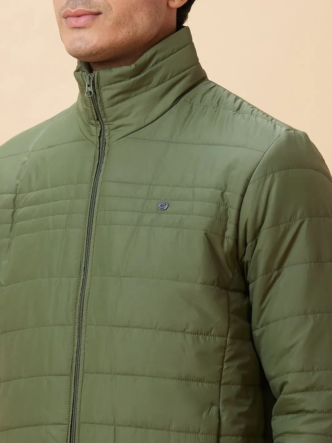Olive Regular Fit Men's Jacket by Being Human Clothing - Image 5