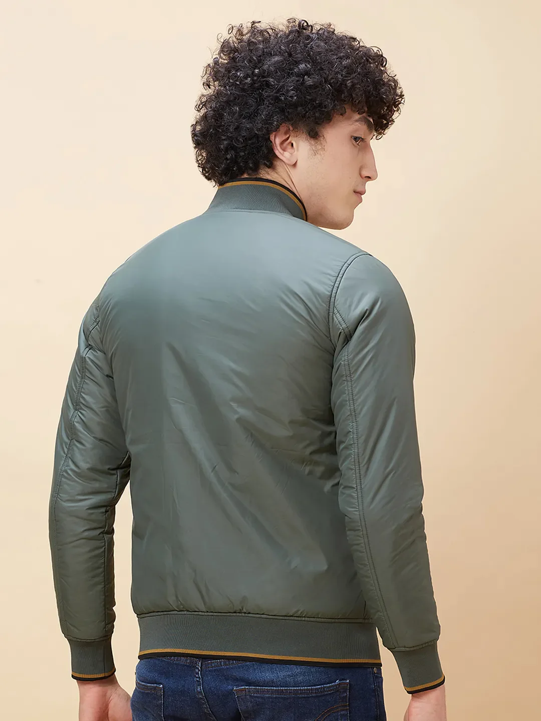Olive Regular Fit Long Sleeves Men's Jacket by Being Human Clothing - Image 3