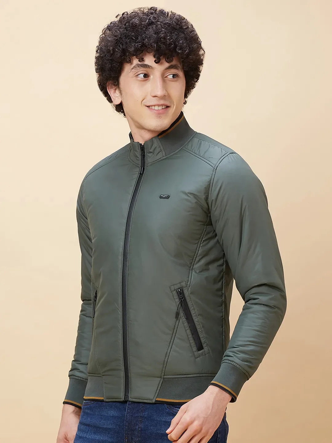 Olive Regular Fit Long Sleeves Men's Jacket by Being Human Clothing - Image 4