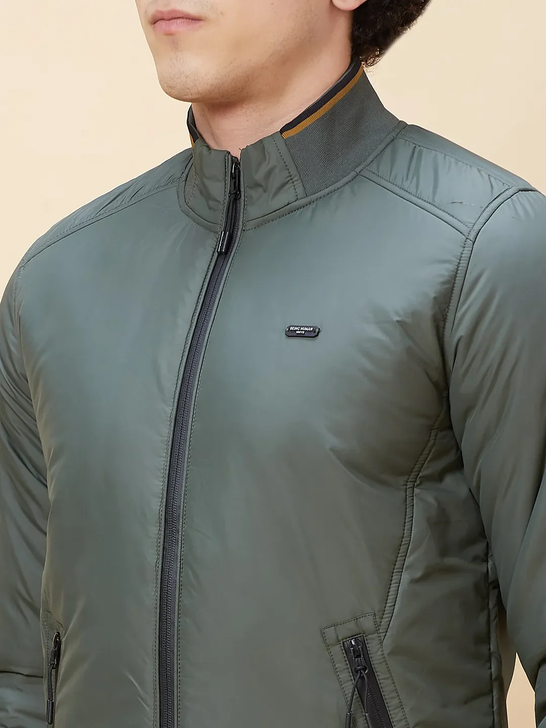Olive Regular Fit Long Sleeves Men's Jacket by Being Human Clothing - Image 5