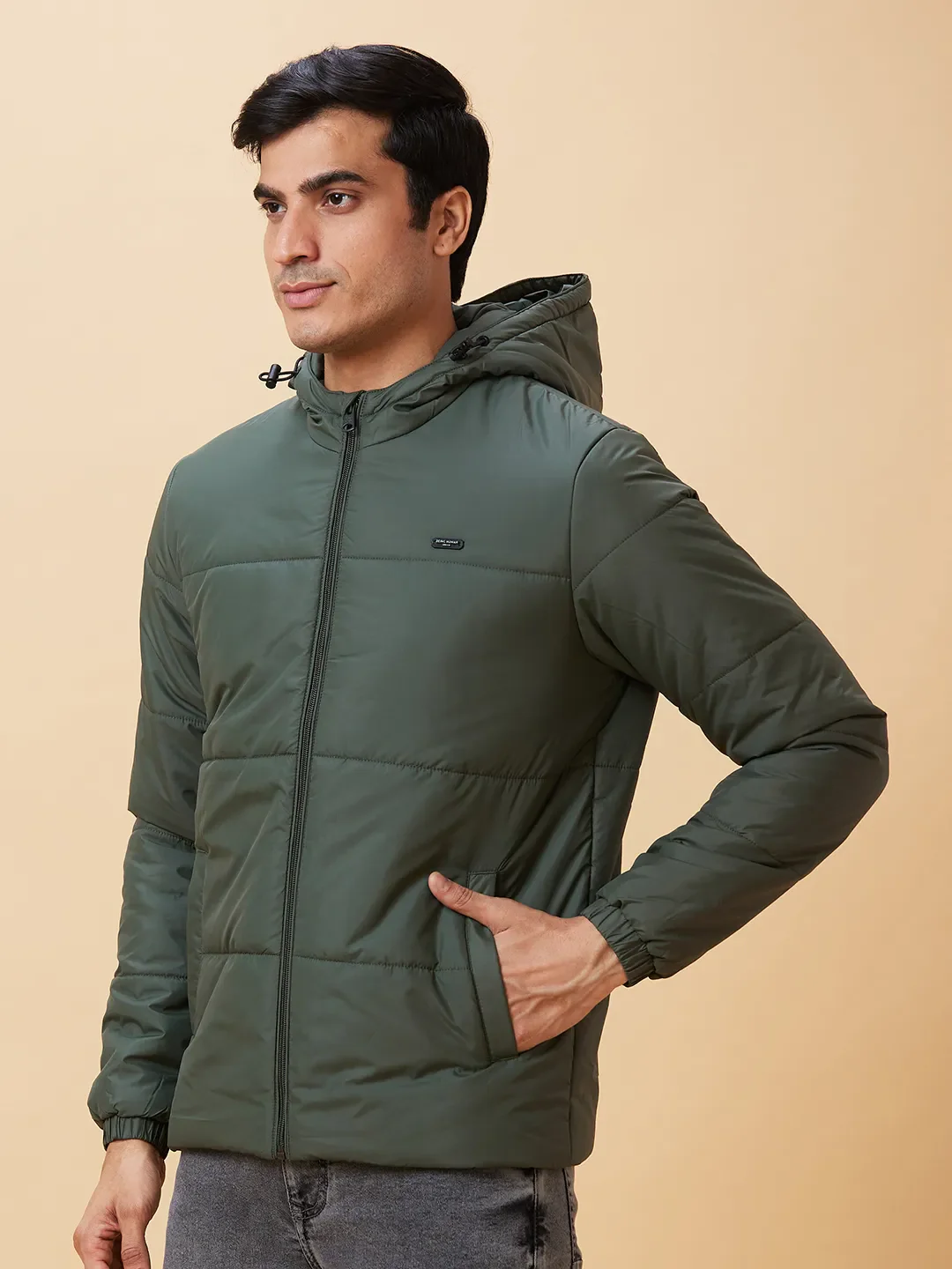 Olive Regular Fit Long Sleeves Men's Jacket by Being Human Clothing