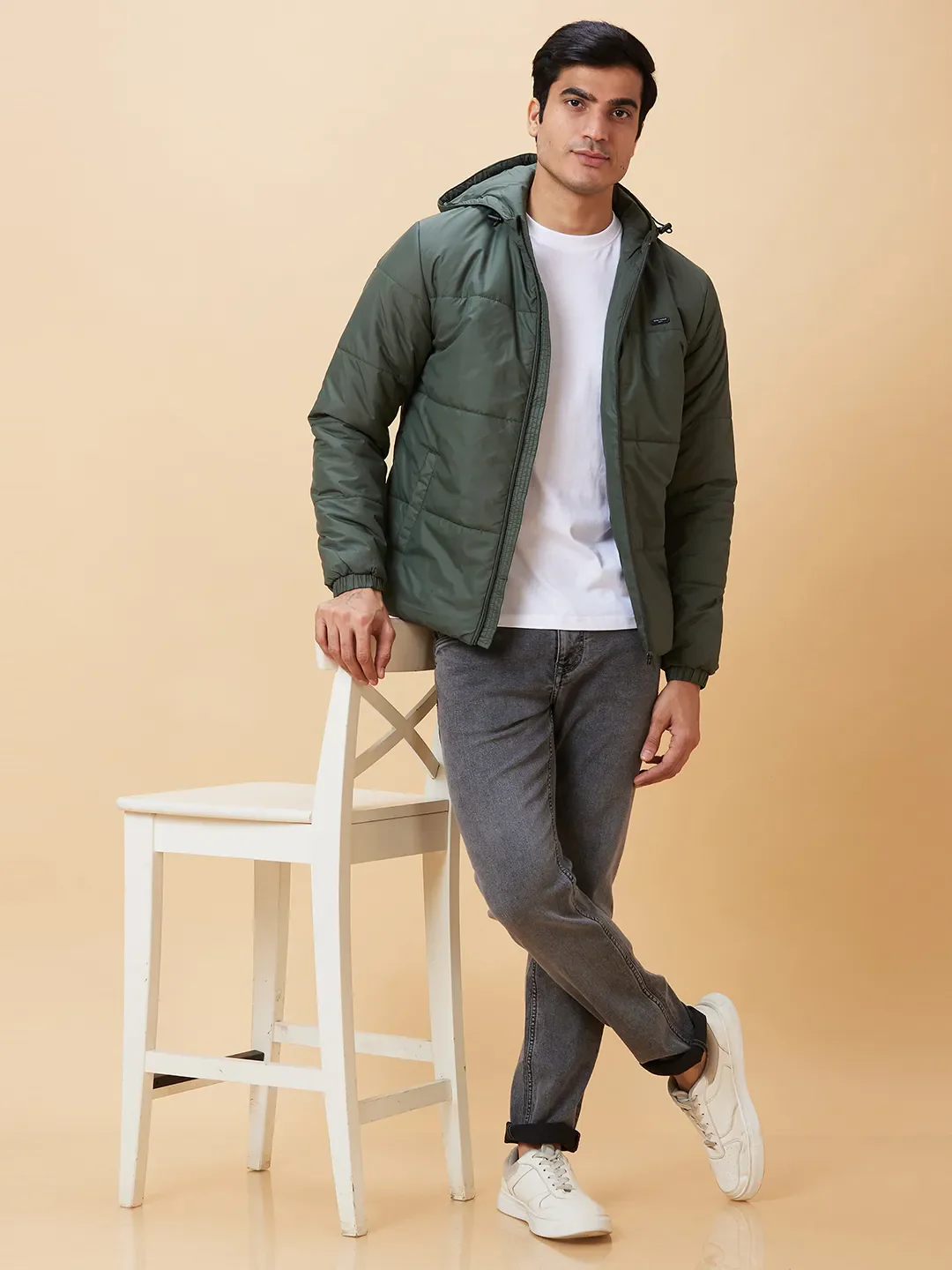 Olive Regular Fit Long Sleeves Men's Jacket by Being Human Clothing - Image 4