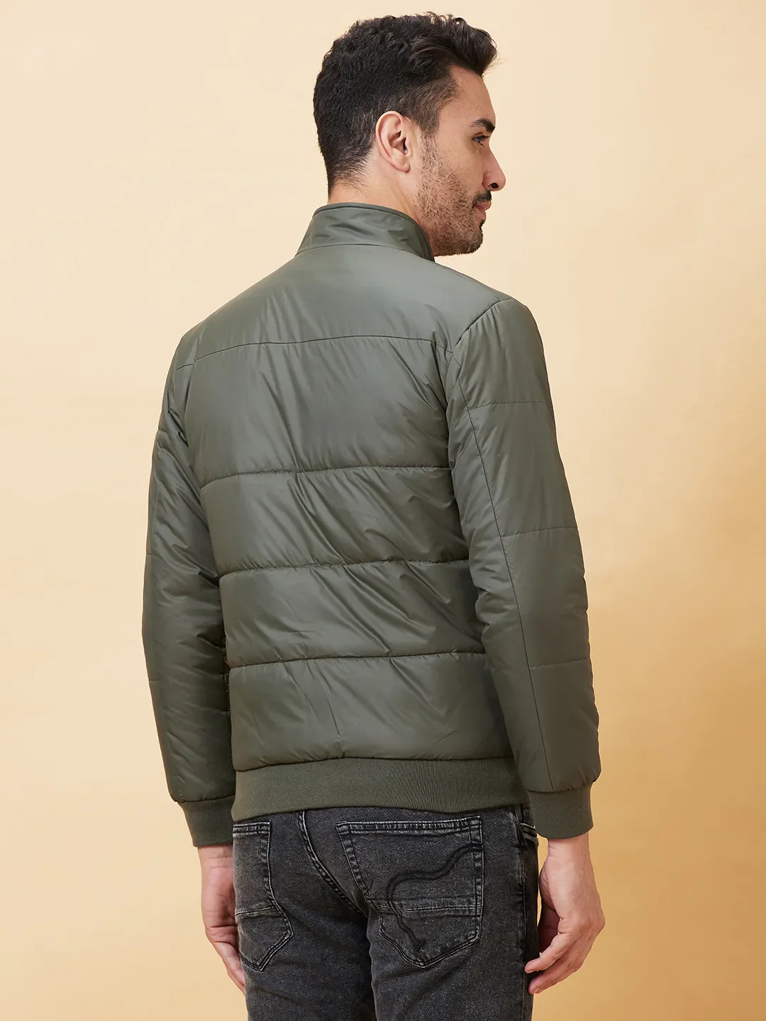 Olive Regular Fit Long Sleeves Men's Jacket by Being Human Clothing - Image 3