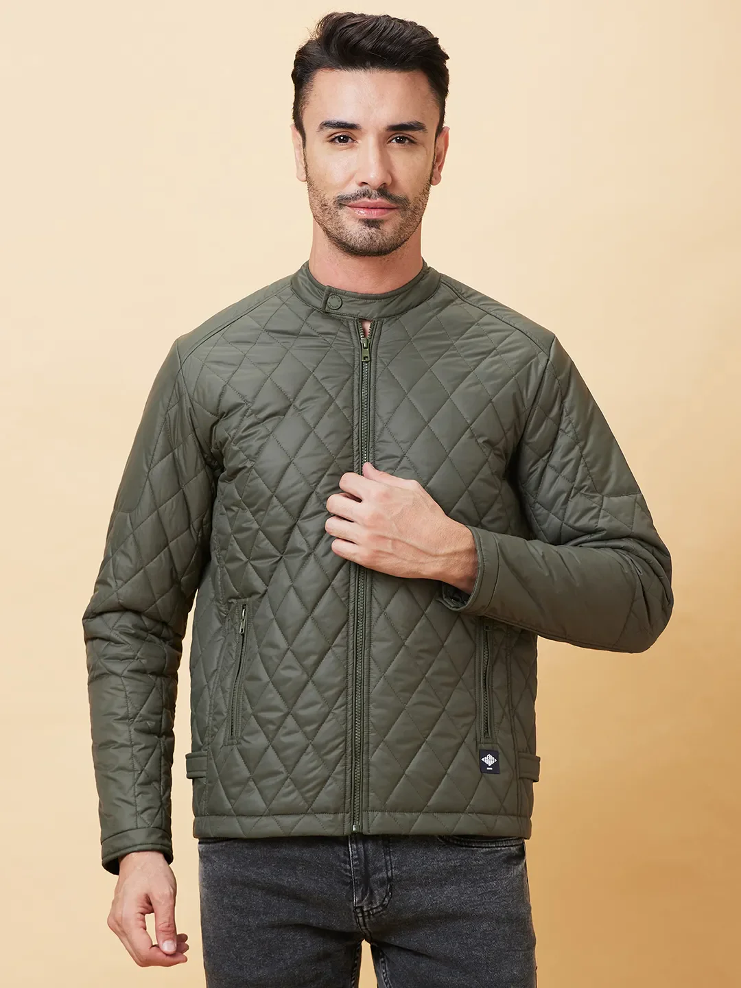 Olive Regular Fit Long Sleeves Men's Jacket by Being Human Clothing