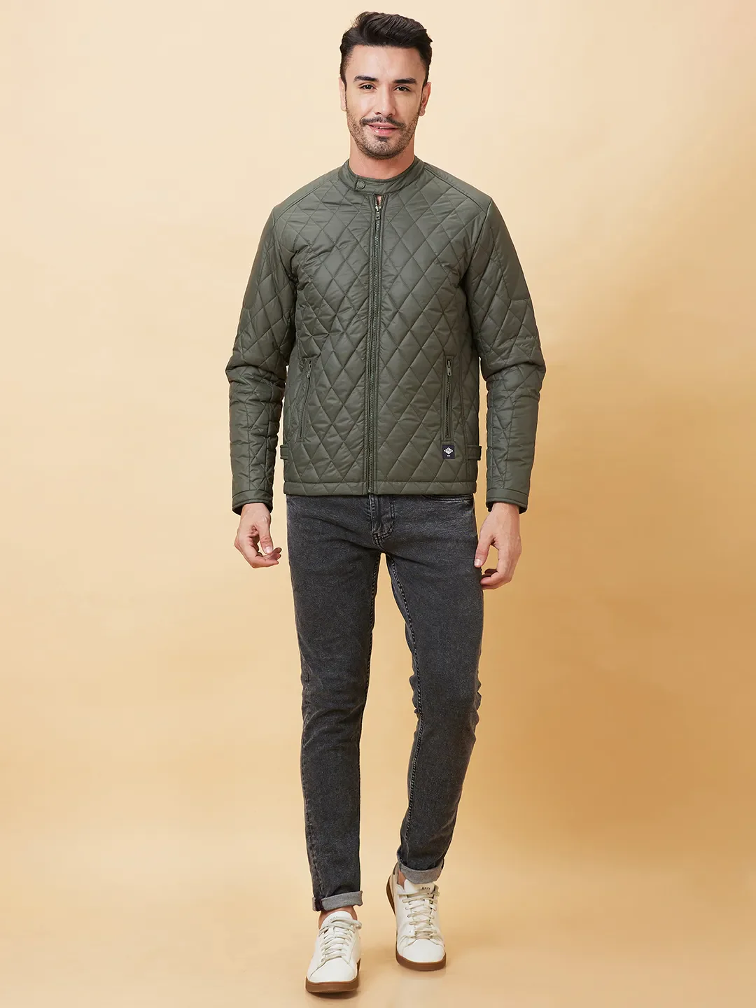 Olive Regular Fit Long Sleeves Men's Jacket by Being Human Clothing - Image 2