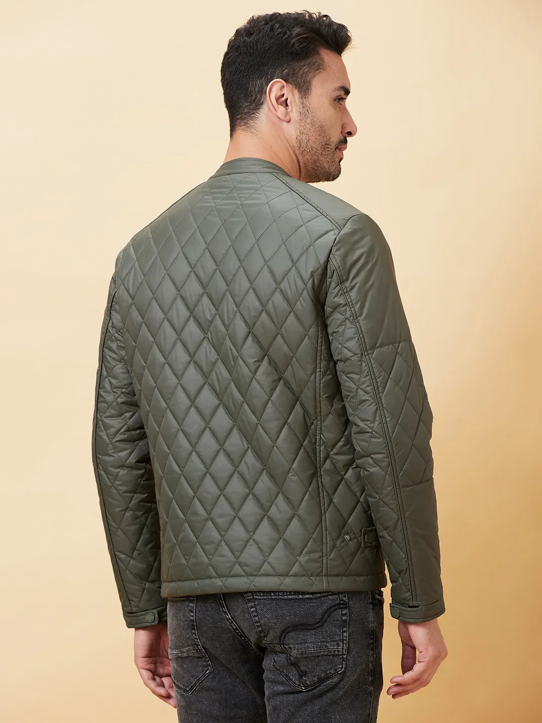 Olive Regular Fit Long Sleeves Men's Jacket by Being Human Clothing - Image 3