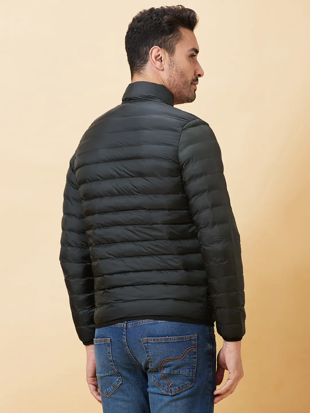 Olive Regular Fit Long Sleeves Men's Jacket by Being Human Clothing - Image 3