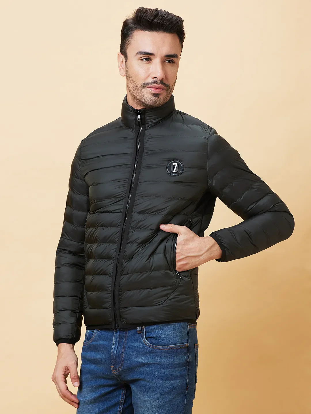 Olive Regular Fit Long Sleeves Men's Jacket by Being Human Clothing - Image 4