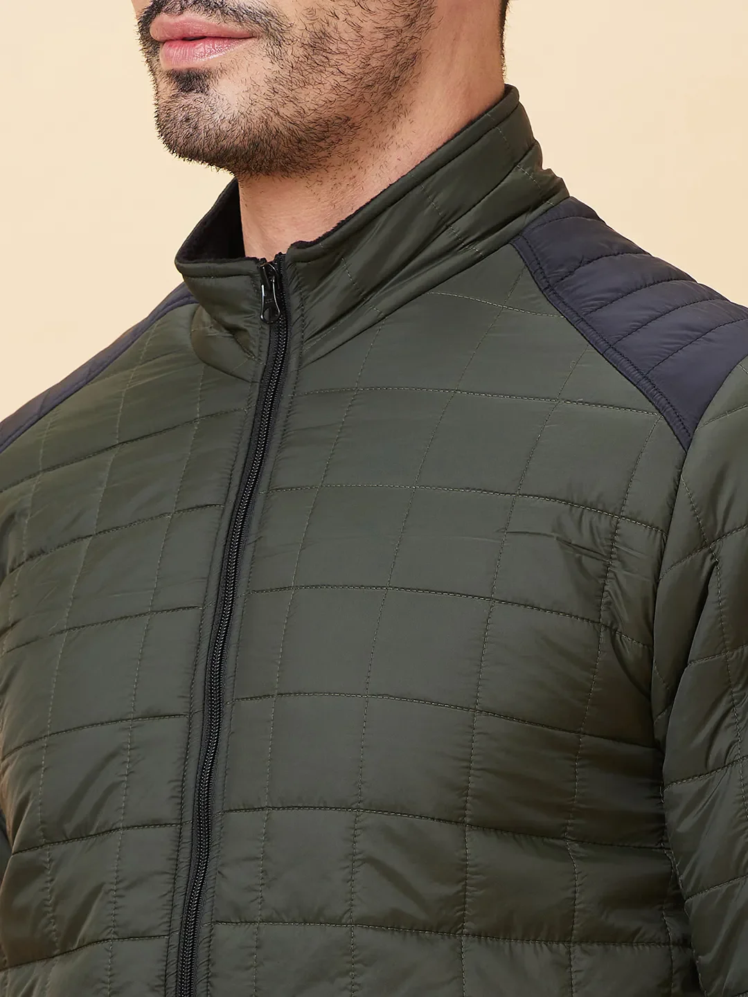 Olive Regular Fit Men's Jacket by Being Human Clothing - Image 5