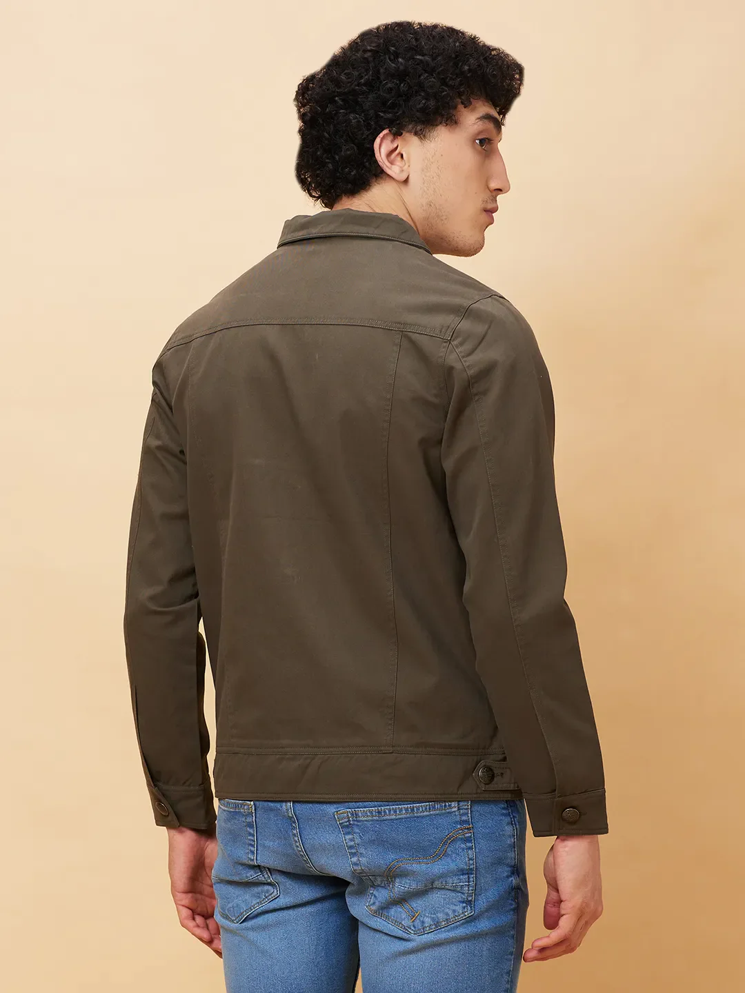 Olive Regular Fit Long Sleeves Men's Jacket by Being Human Clothing - Image 3