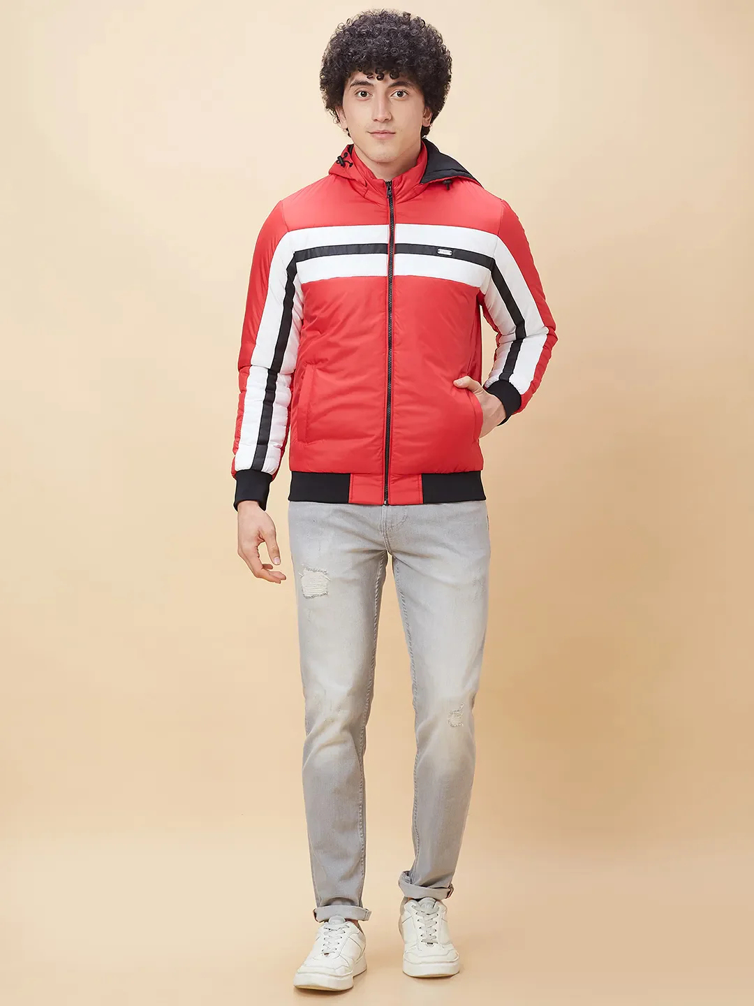 Red Regular Fit Men's Jacket by Being Human Clothing - Image 2