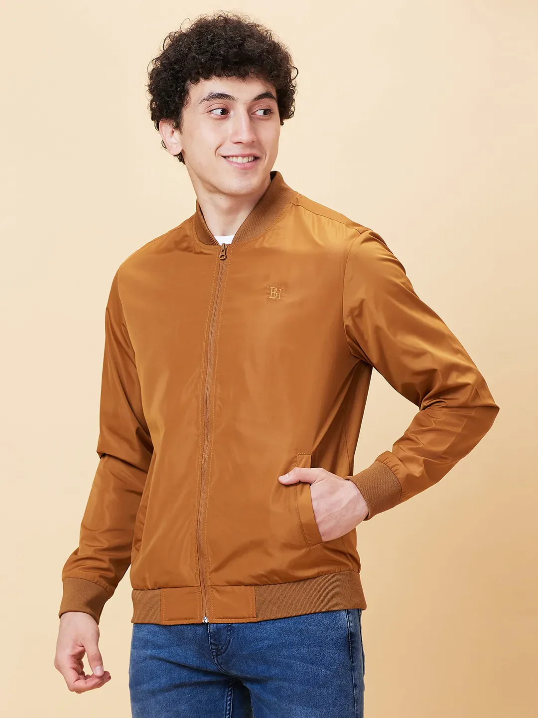 Brown Regular Fit Long Sleeves Men's Jacket by Being Human Clothing - Image 3