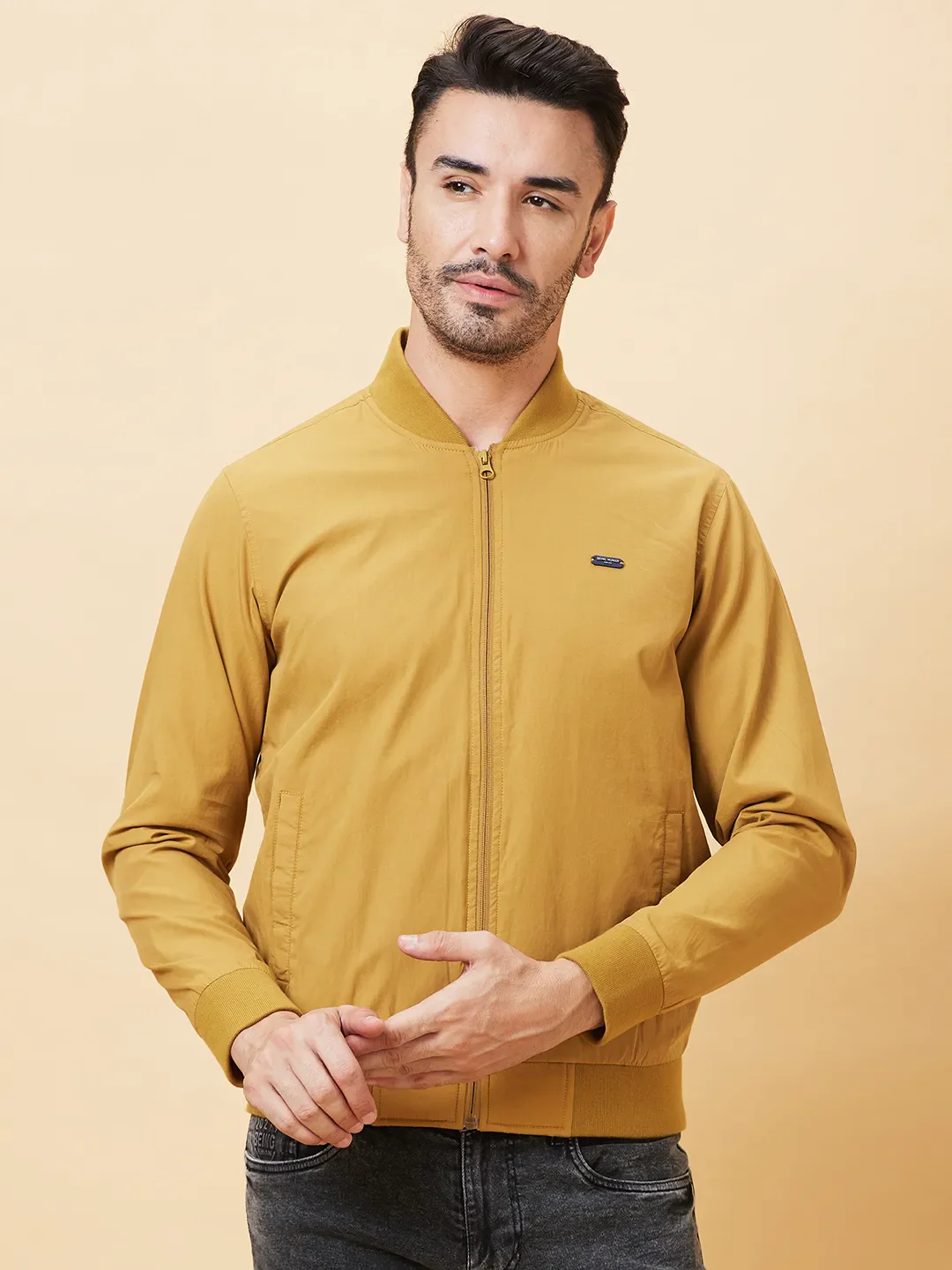 Brown Regular Fit Long Sleeves Men's Jacket by Being Human Clothing
