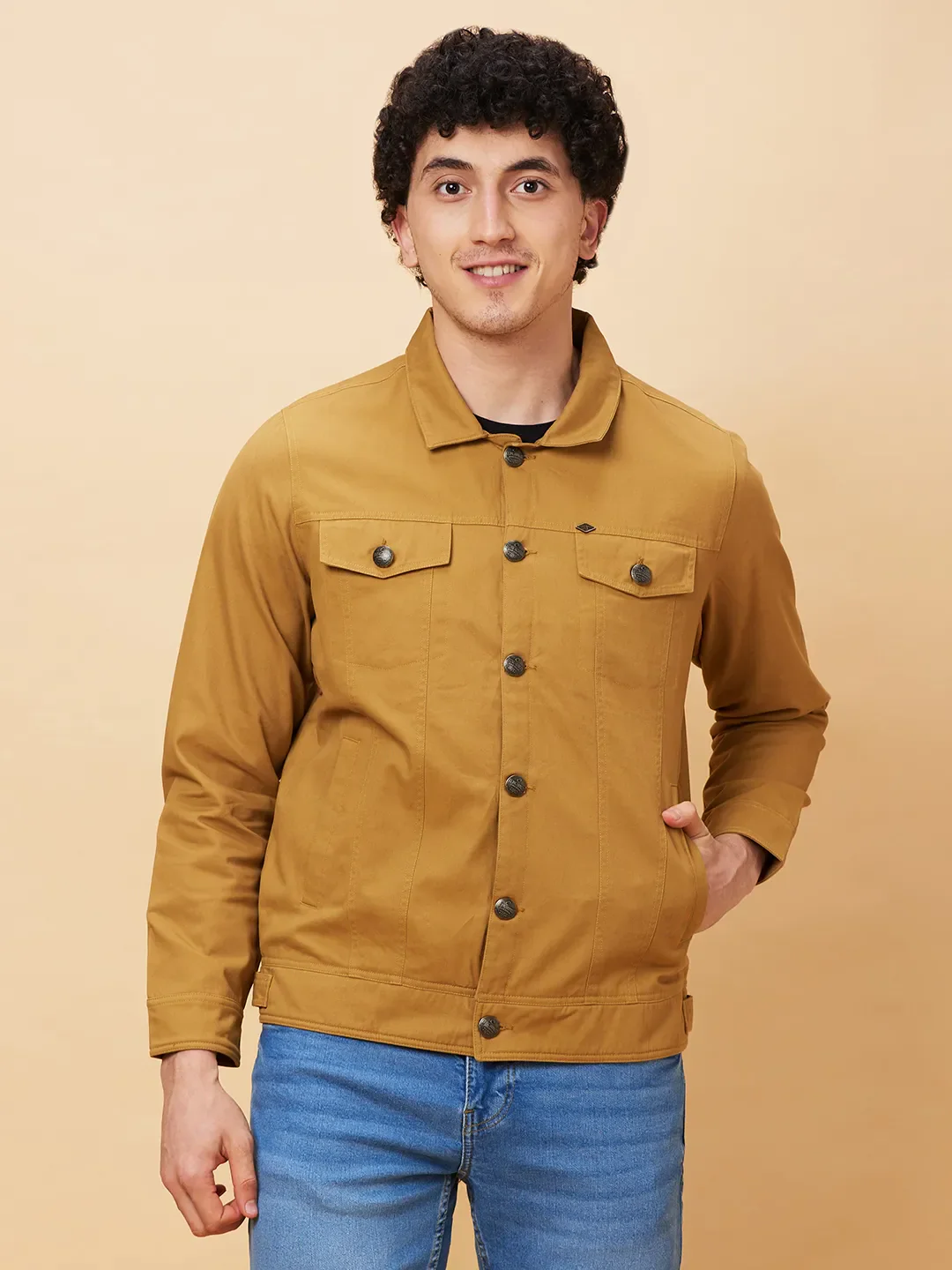 Brown Regular Fit Long Sleeves Men's Jacket by Being Human Clothing