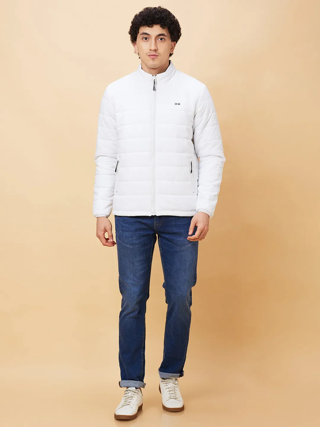White Regular Fit Long Sleeves Men's Jacket by Being Human Clothing - Image 2