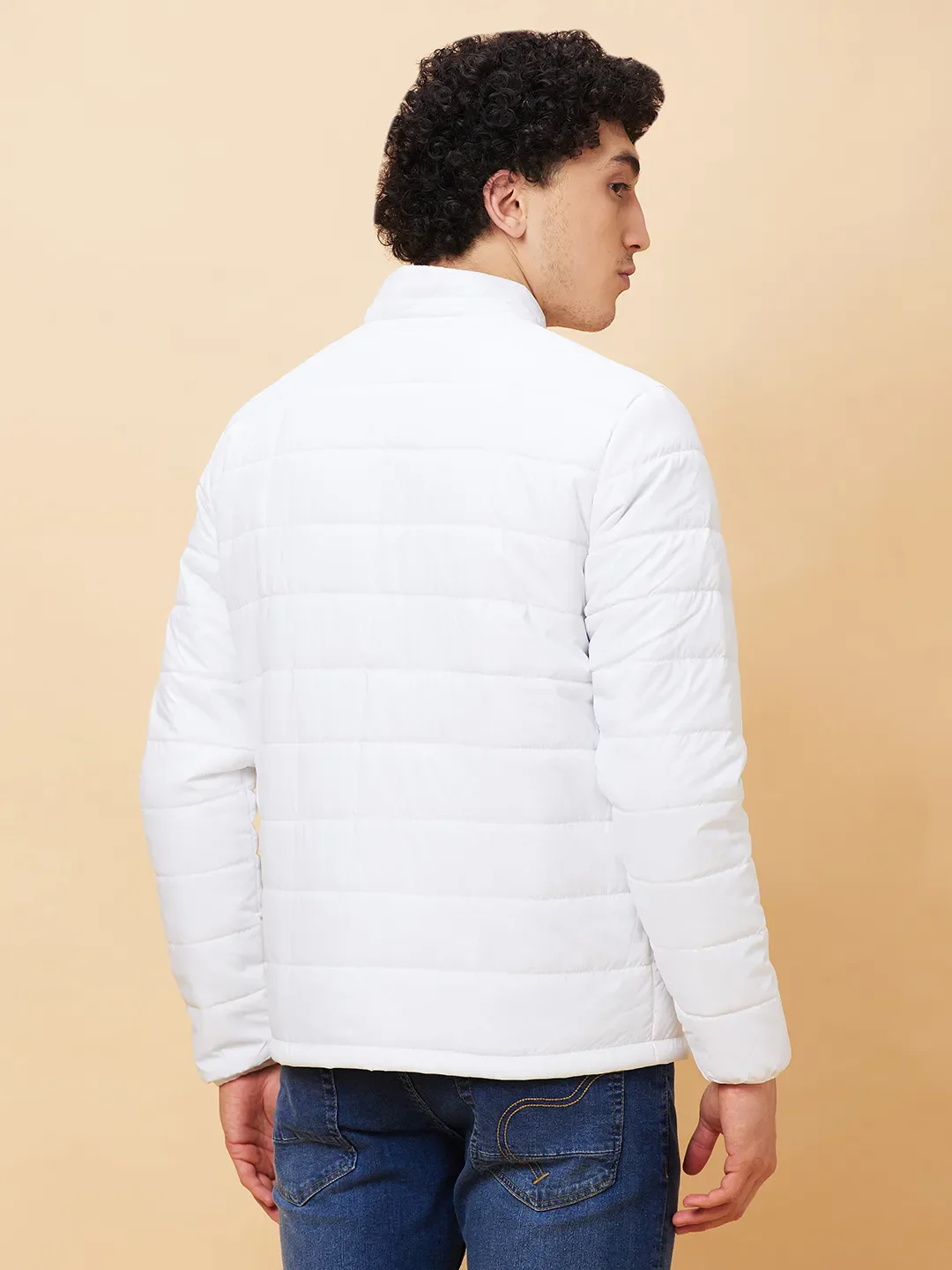 White Regular Fit Long Sleeves Men's Jacket by Being Human Clothing - Image 3