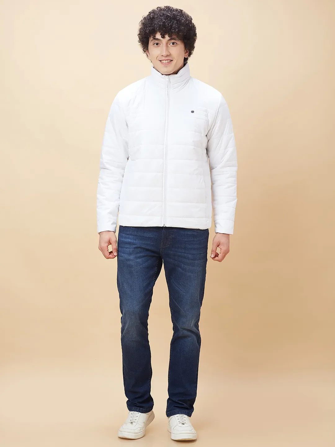 White Regular Fit Long Sleeves Men's Jacket by Being Human Clothing - Image 2