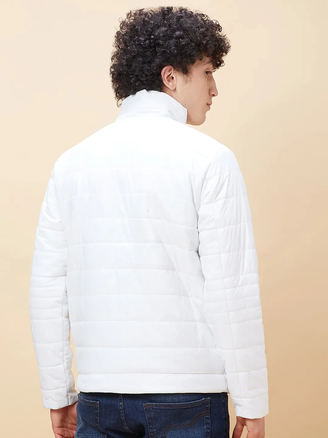 White Regular Fit Long Sleeves Men's Jacket by Being Human Clothing - Image 3